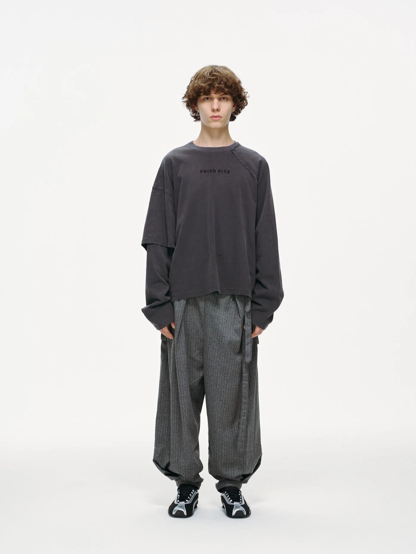 Asymmetric Sleeve Crewneck – Graphite - Image 3