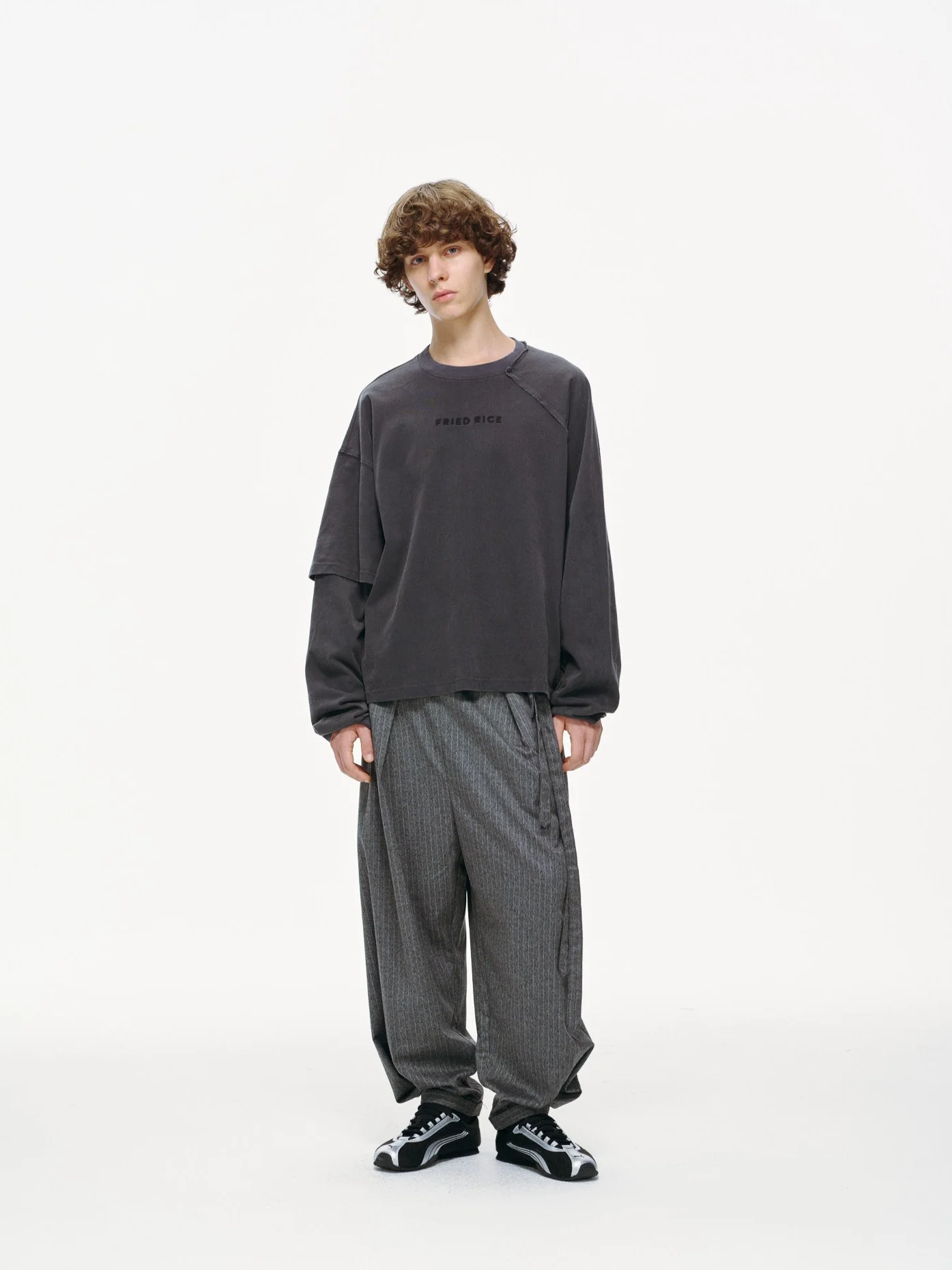Asymmetric Sleeve Crewneck – Graphite - Image 5