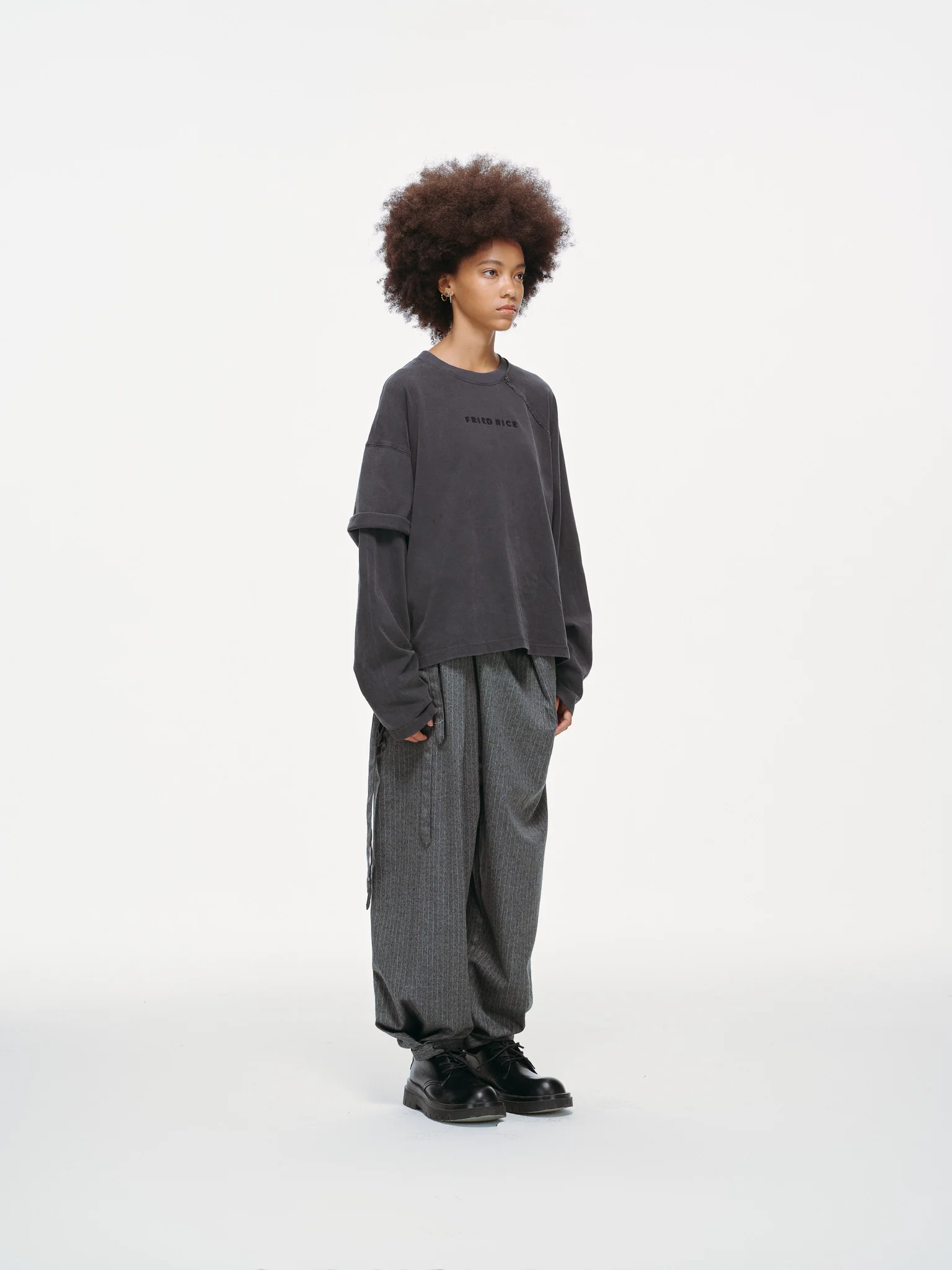 Asymmetric Sleeve Crewneck – Graphite - Image 6