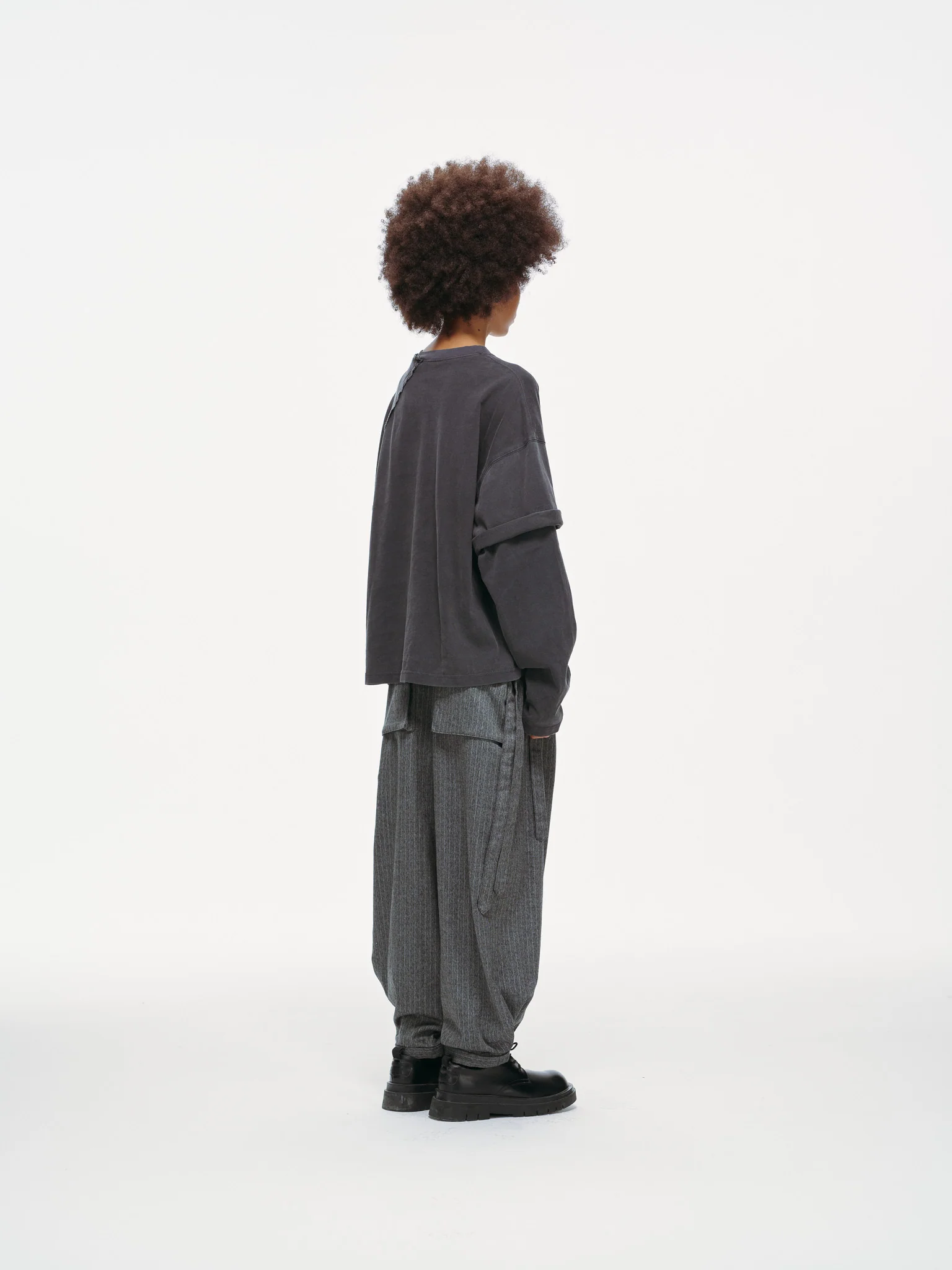Asymmetric Sleeve Crewneck – Graphite - Image 7