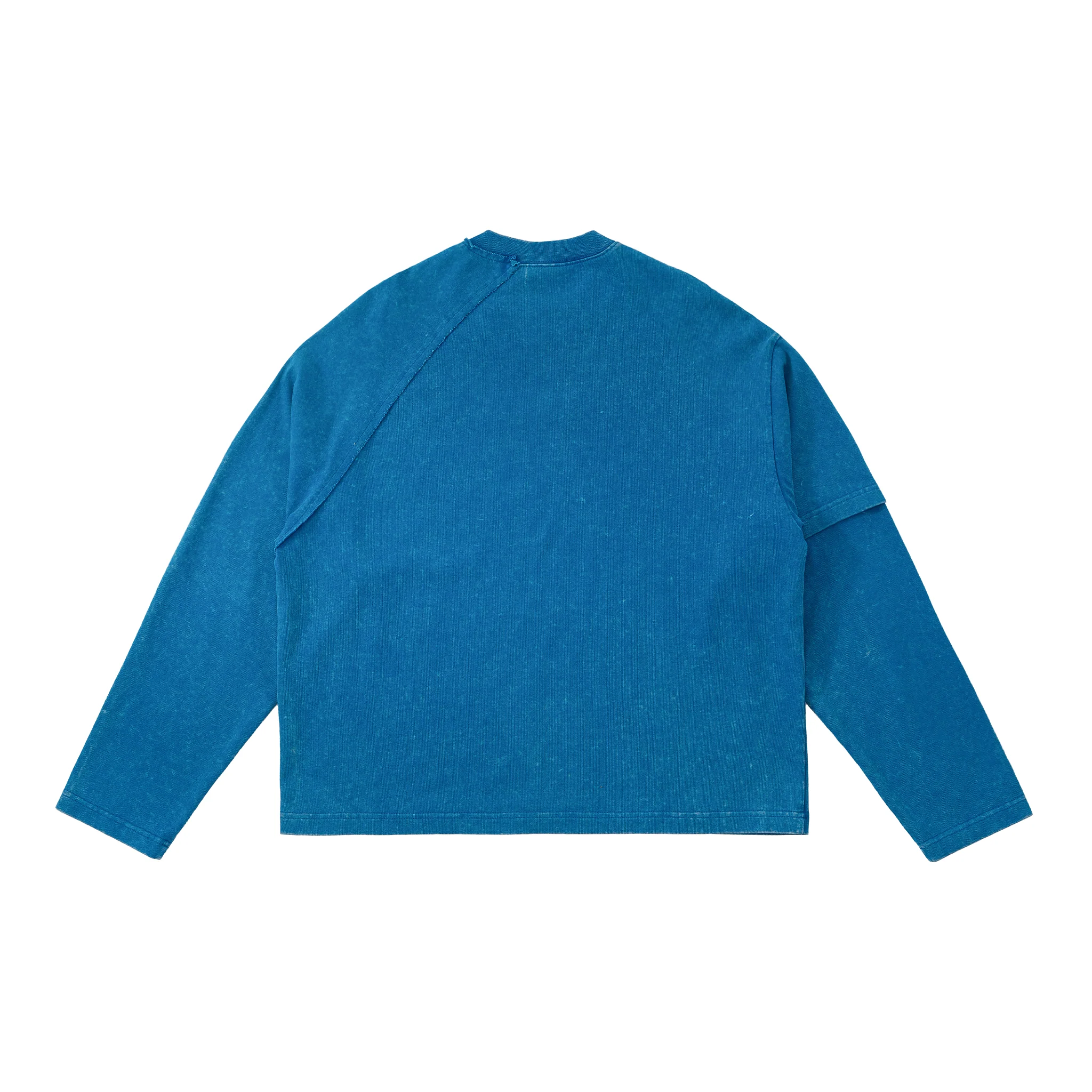 Asymmetric Sleeve Crewneck- Washed Blue - Image 13