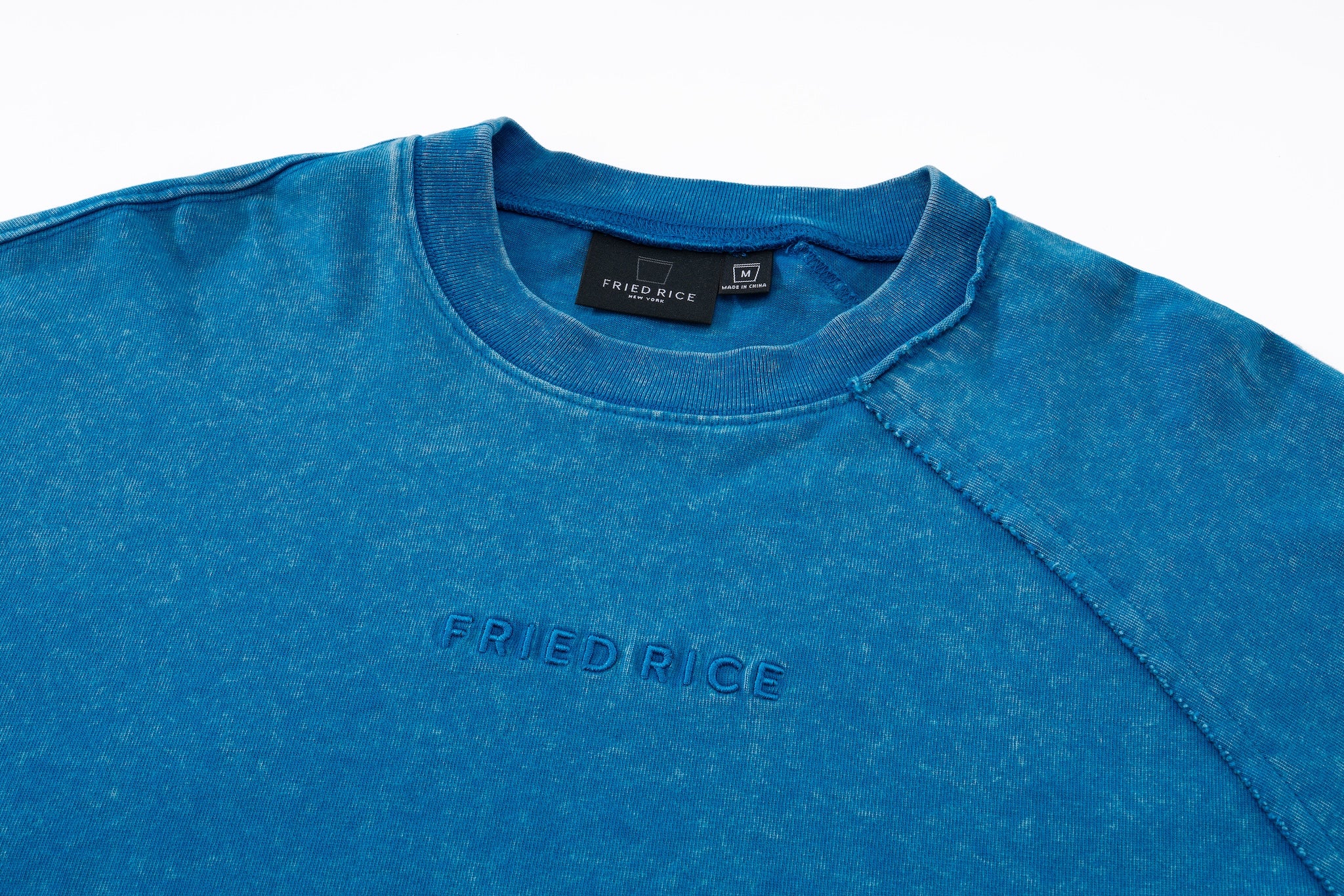Asymmetric Sleeve Crewneck- Washed Blue - Image 14