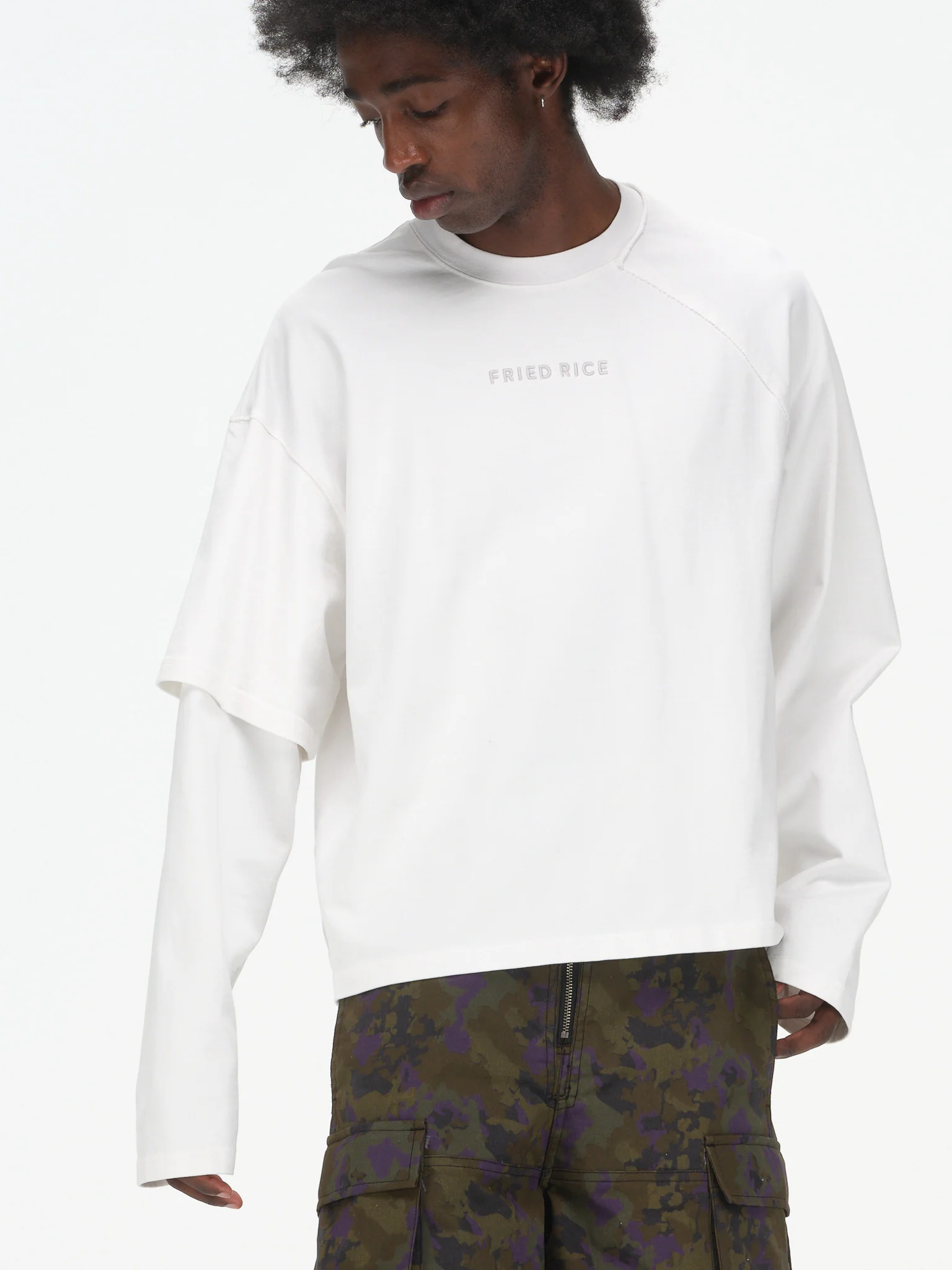 Asymmetric Sleeve Crewneck - White - Image 4