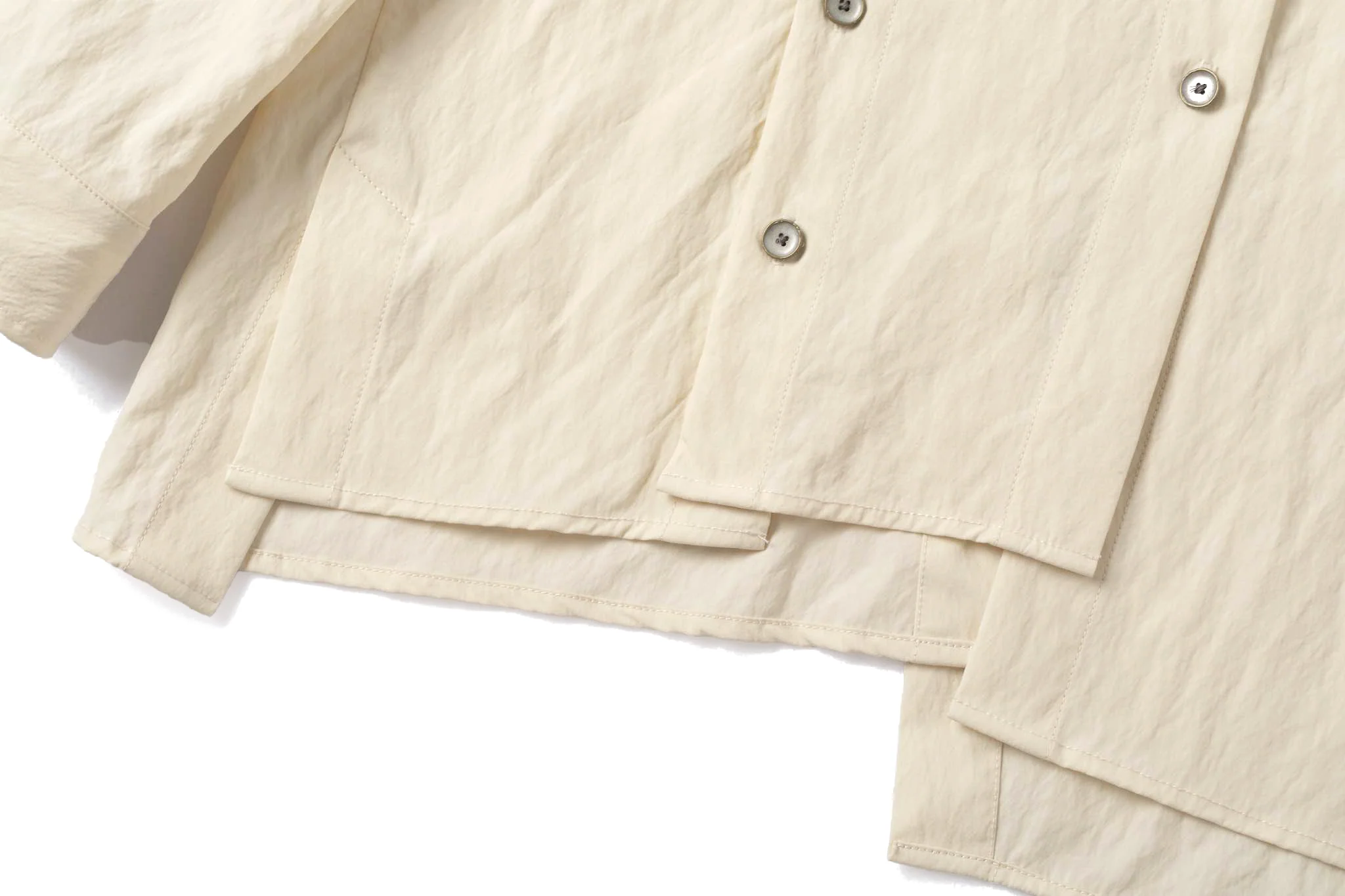 Asymmetrical Split Button Up - Creme - Image 13