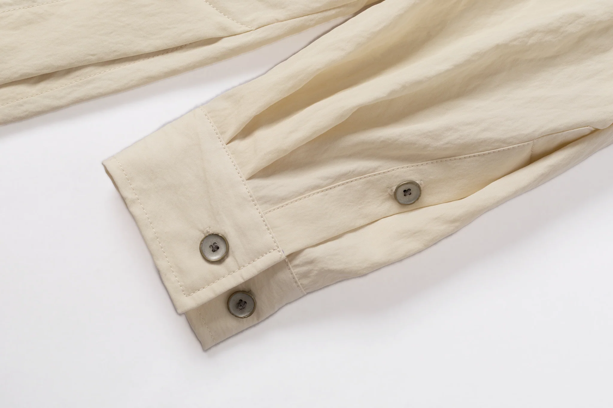 Asymmetrical Split Button Up - Creme - Image 14