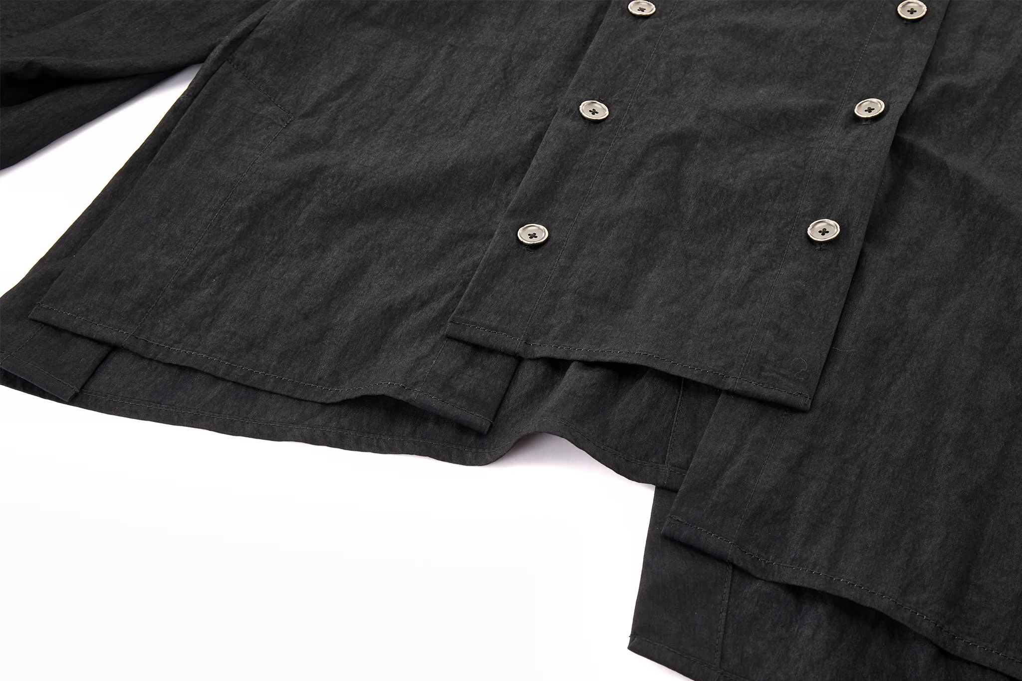 Asymmetrical Split Button Up - Midnight - Image 12