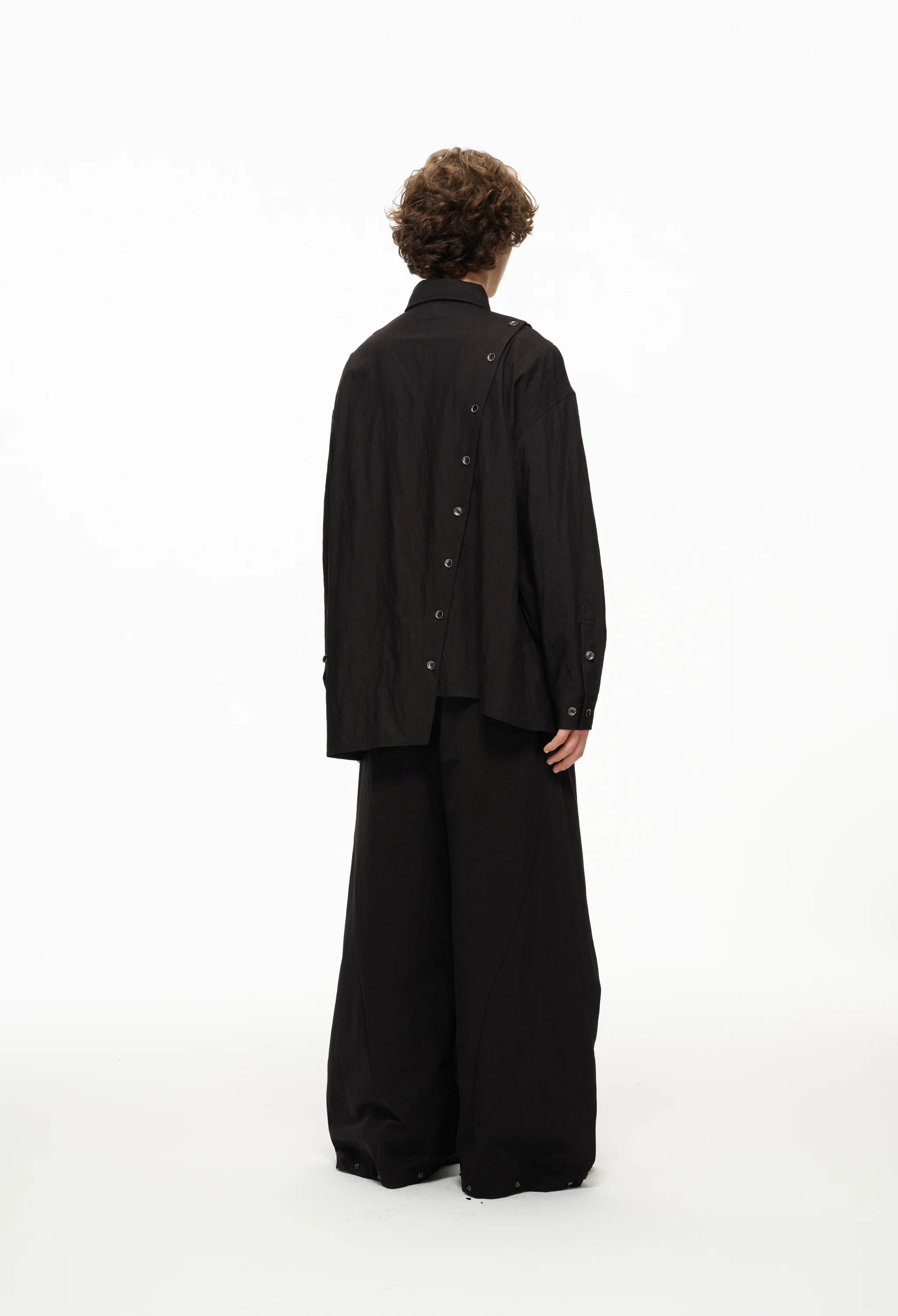 Asymmetrical Split Button Up - Midnight - Image 16