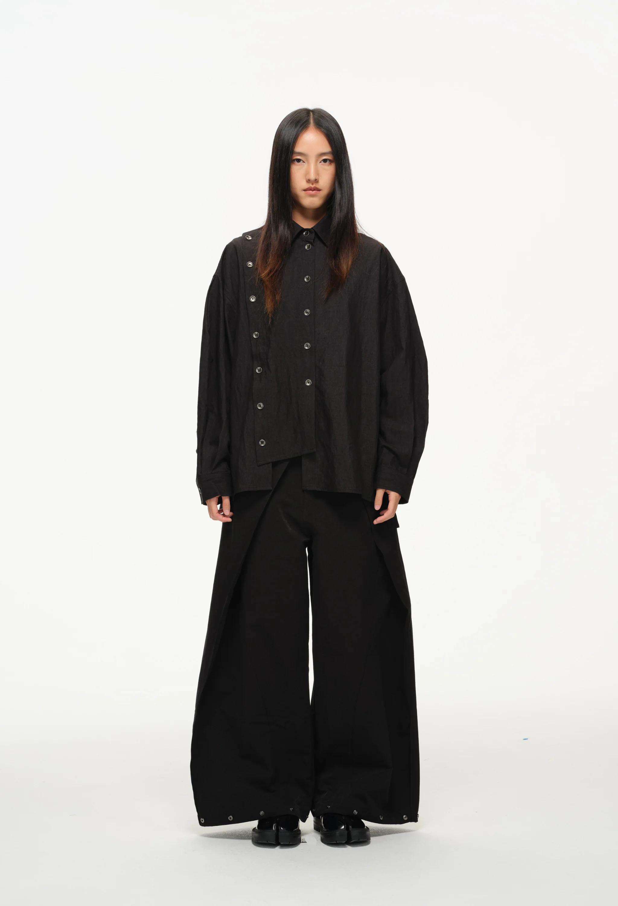 Asymmetrical Split Button Up - Midnight - Image 3