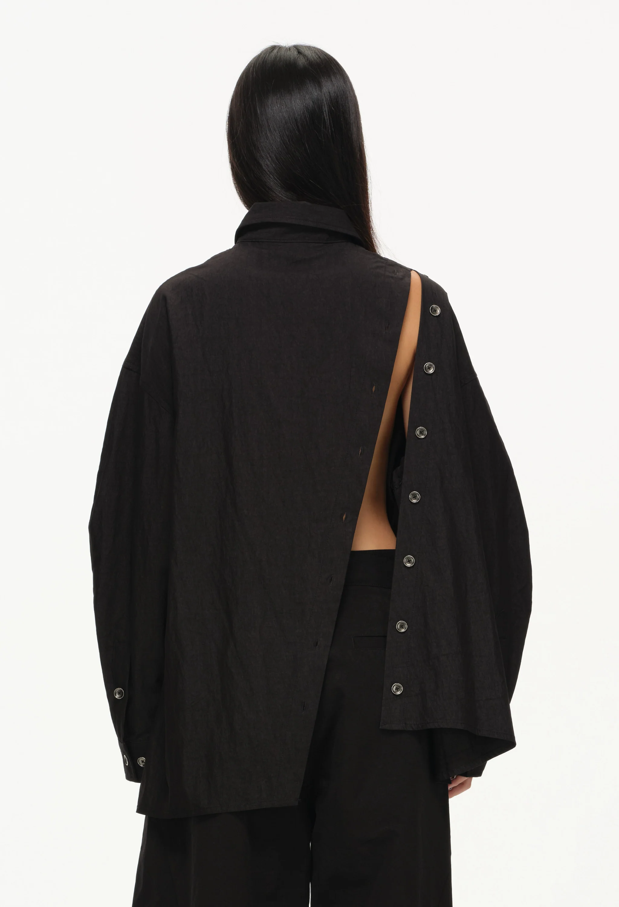 Asymmetrical Split Button Up - Midnight - Image 5