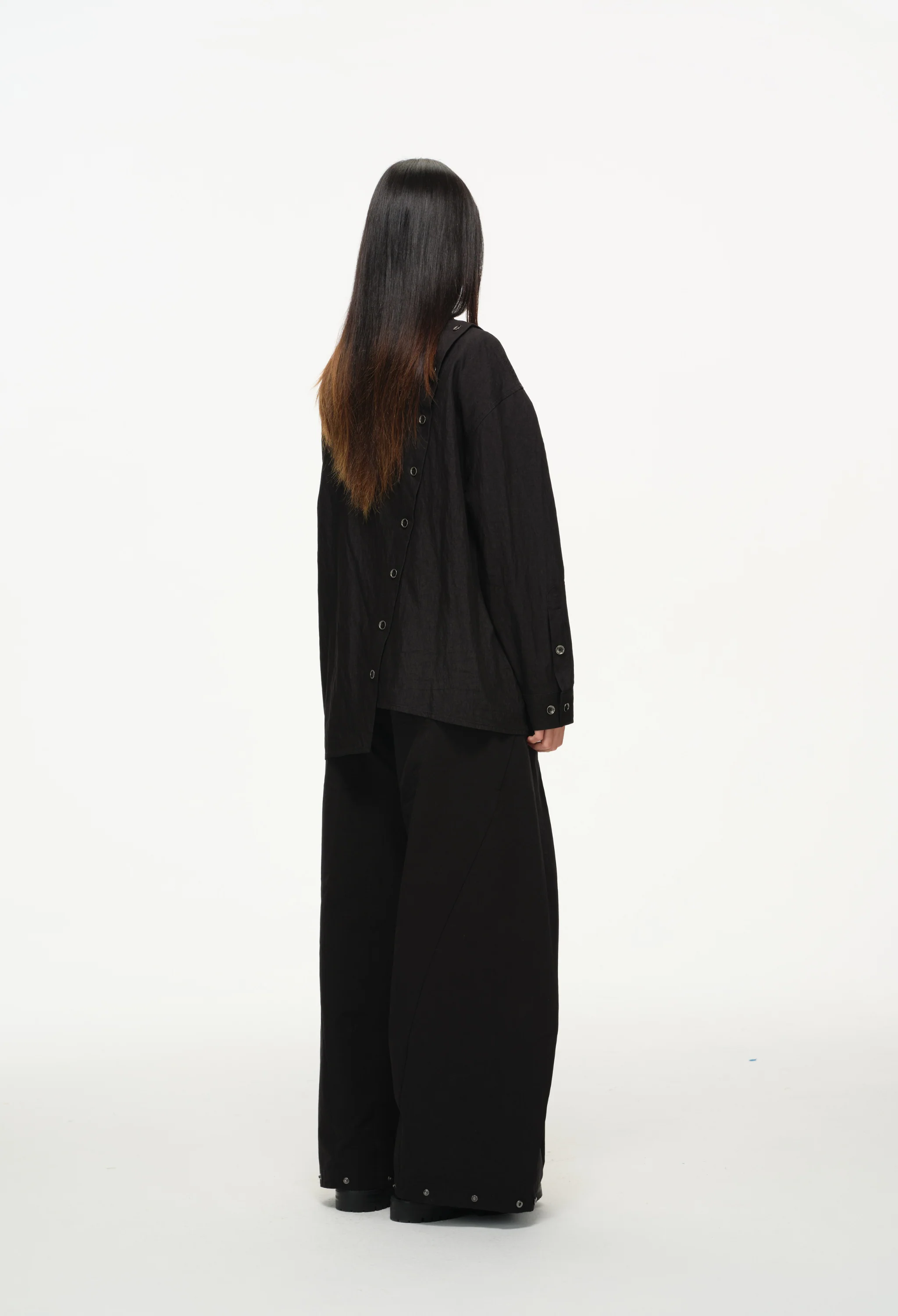 Asymmetrical Split Button Up - Midnight - Image 6