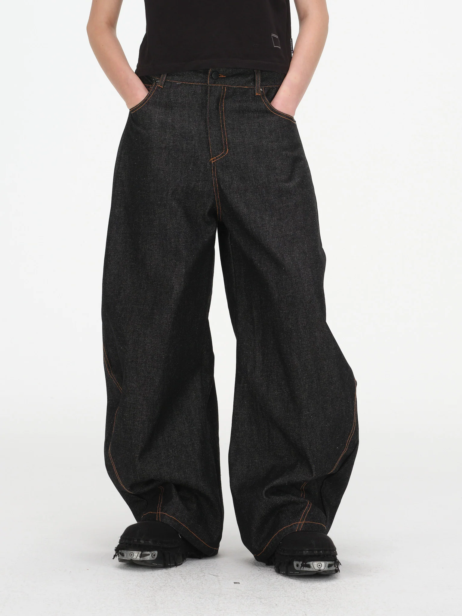 Barrel Wide Leg Jeans - Raw Indigo - Image 6
