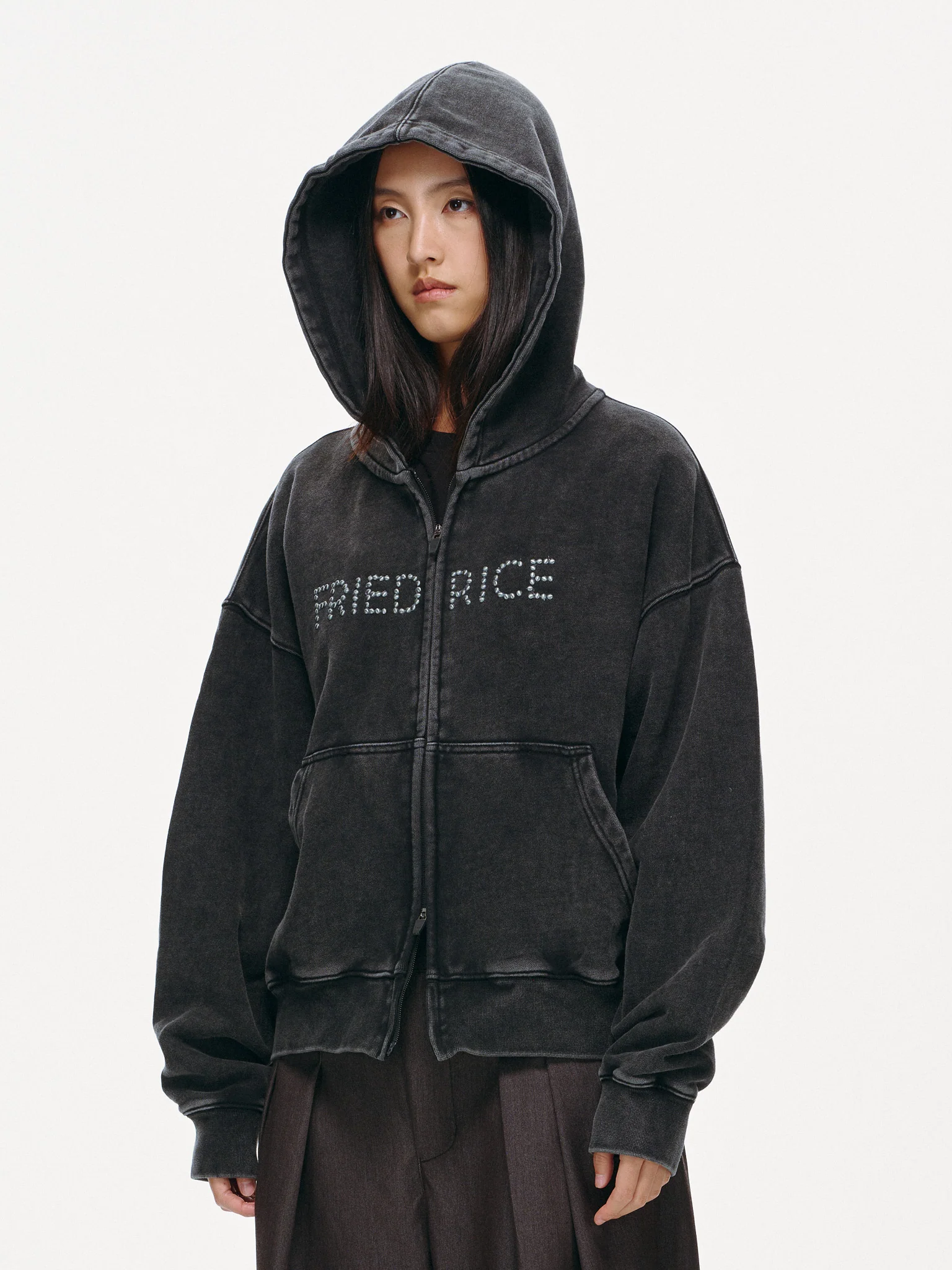 FRIED RICE Beaded Logo Double Zip Hoodie - Image 12