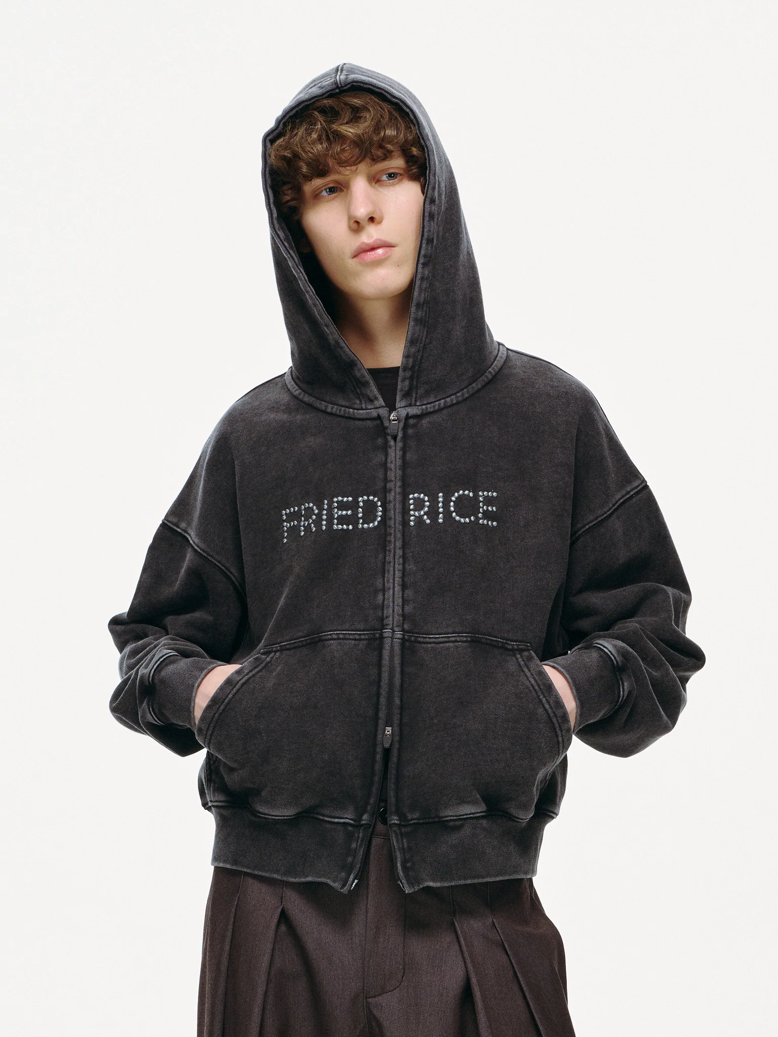 FRIED RICE Beaded Logo Double Zip Hoodie - Image 7