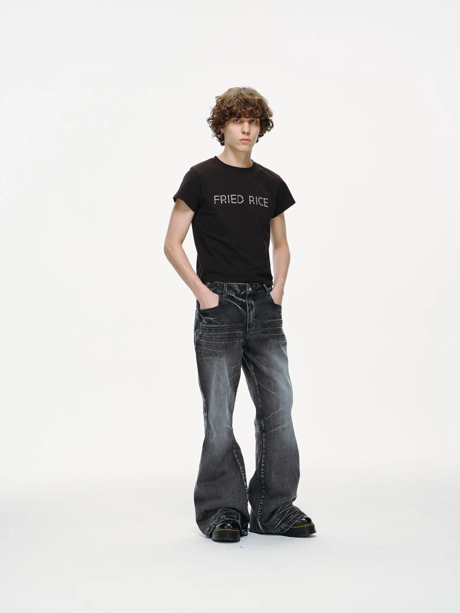 Bell Bottom Jeans – Black Washed Denim - Image 4