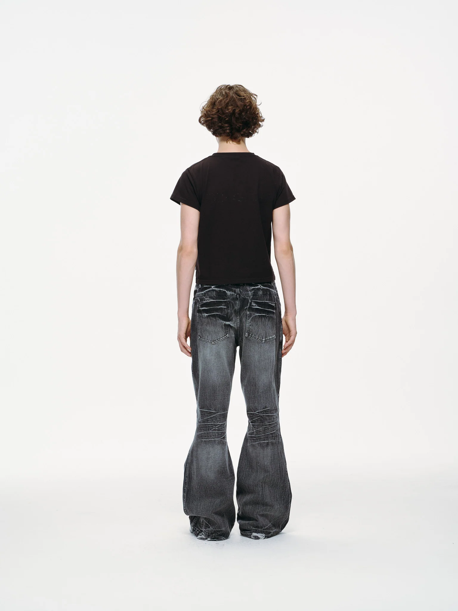 Bell Bottom Jeans – Black Washed Denim - Image 5