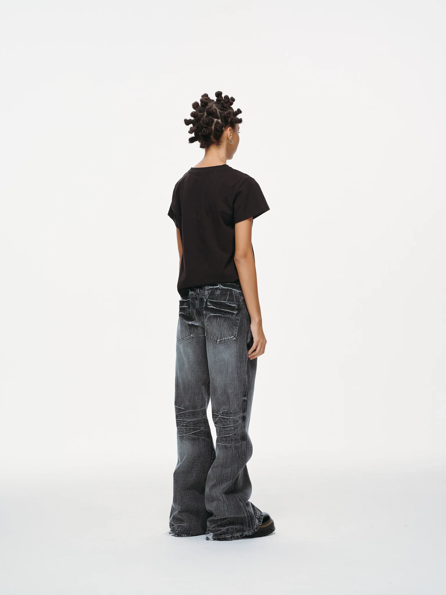 Bell Bottom Jeans – Black Washed Denim - Image 7