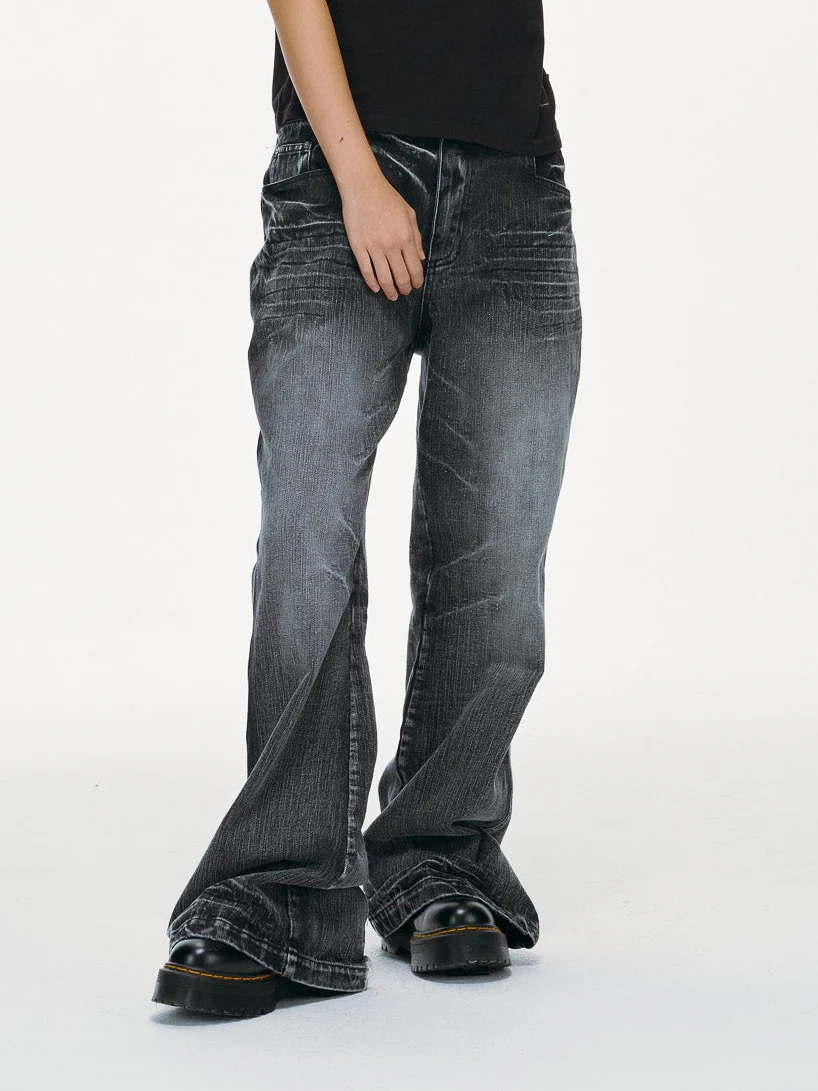 Bell Bottom Jeans – Black Washed Denim - Image 8