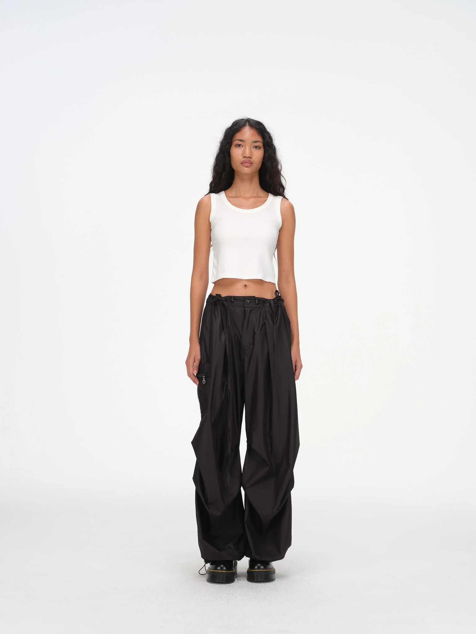 Breezy Draped Utility Pants - Black - Image 4