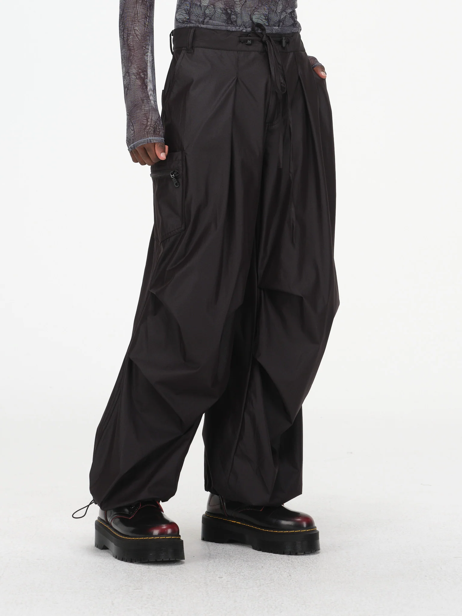 Breezy Draped Utility Pants - Black - Image 8