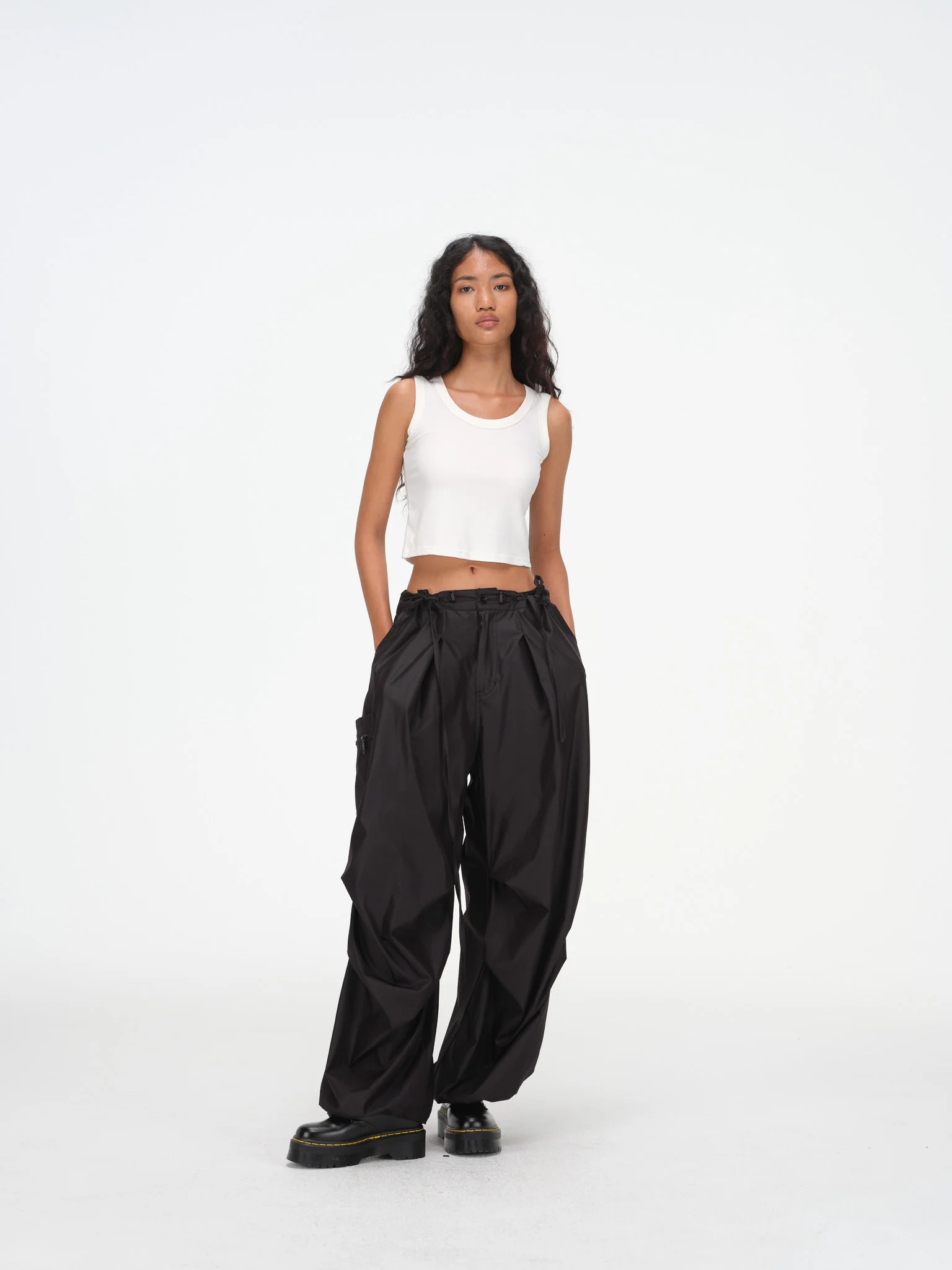 Breezy Draped Utility Pants - Black - Image 9