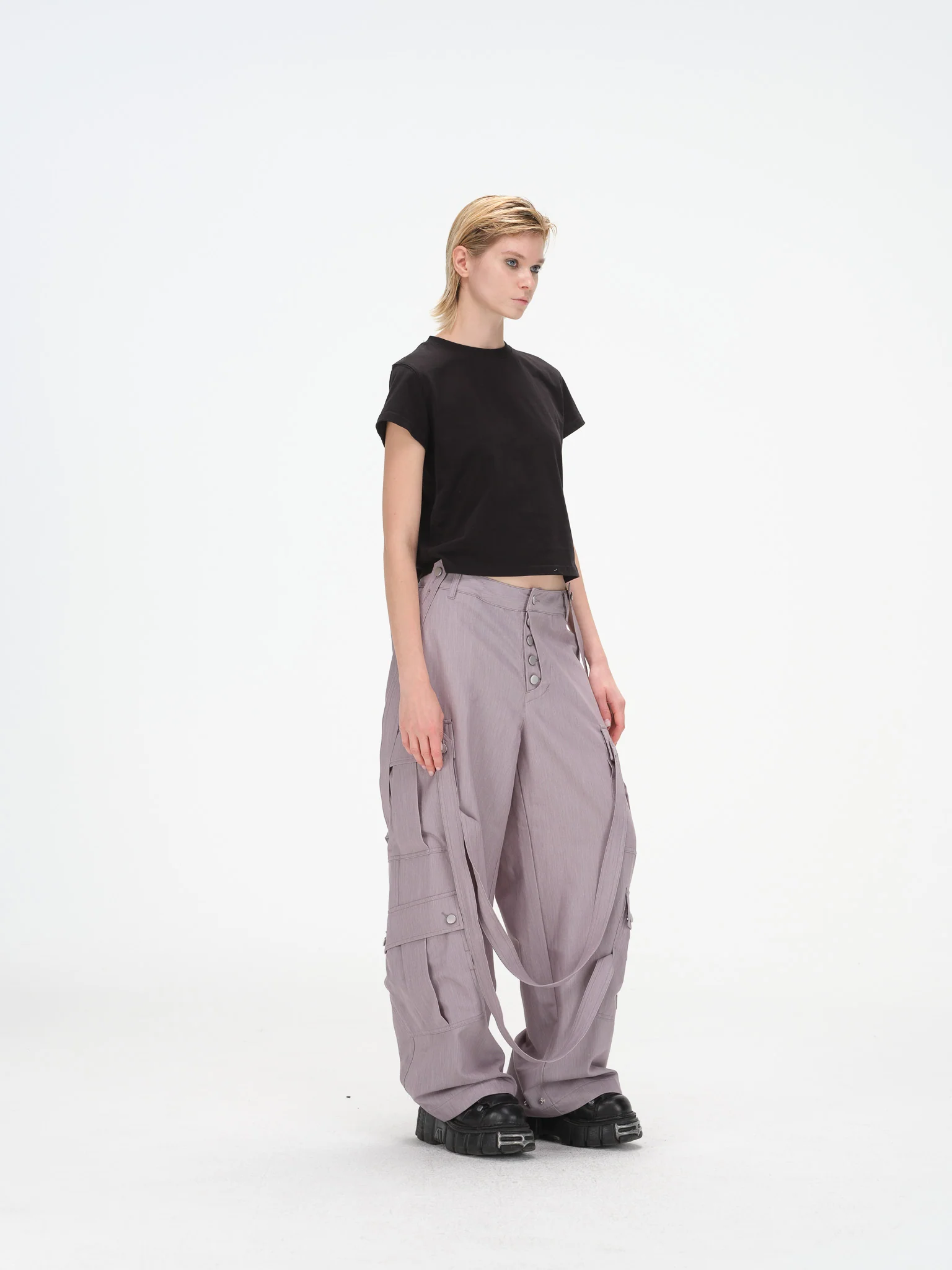 Cargo Strap Pants - Lavender Grey - Image 11