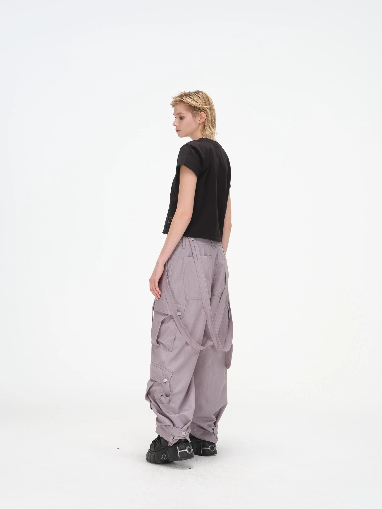 Cargo Strap Pants - Lavender Grey - Image 12