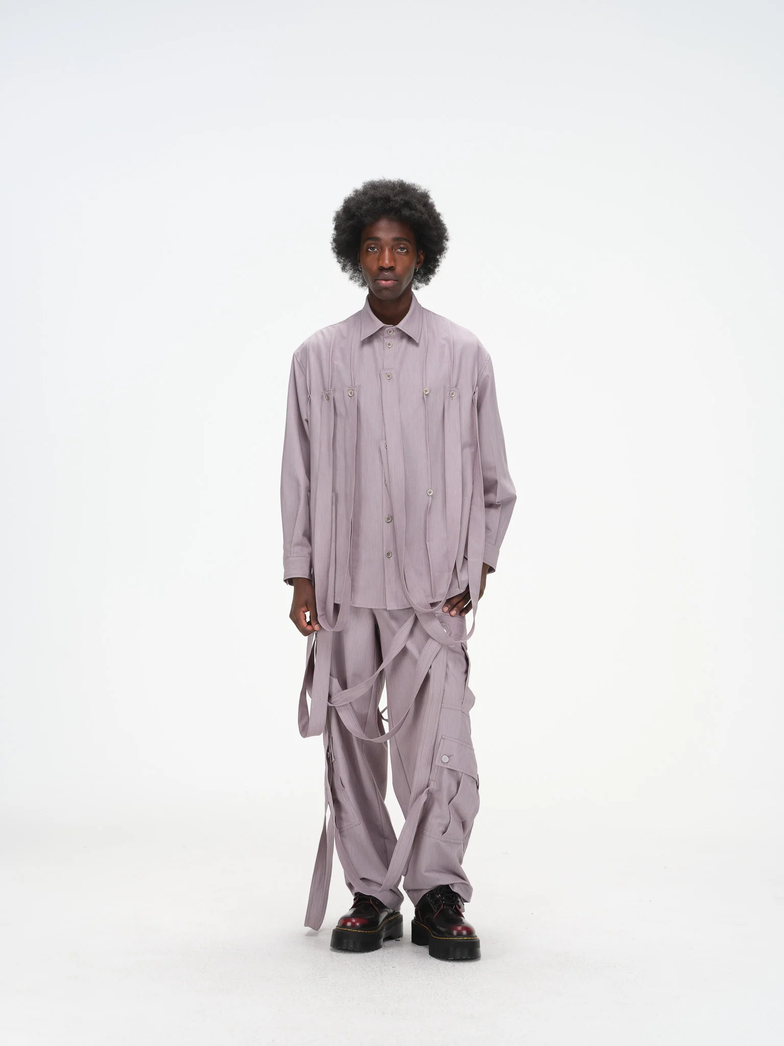 Cargo Strap Pants - Lavender Grey - Image 25