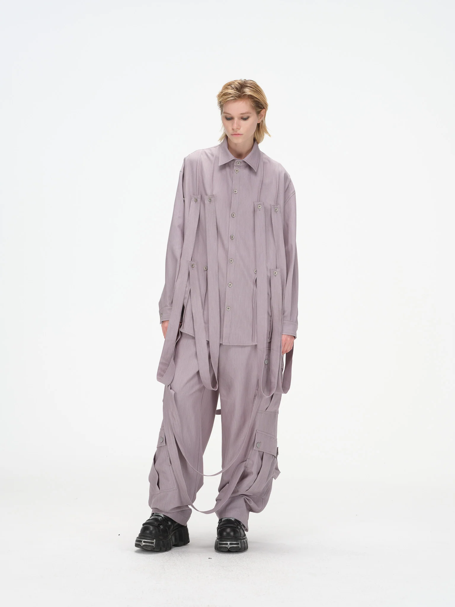 Cargo Strap Pants - Lavender Grey - Image 26