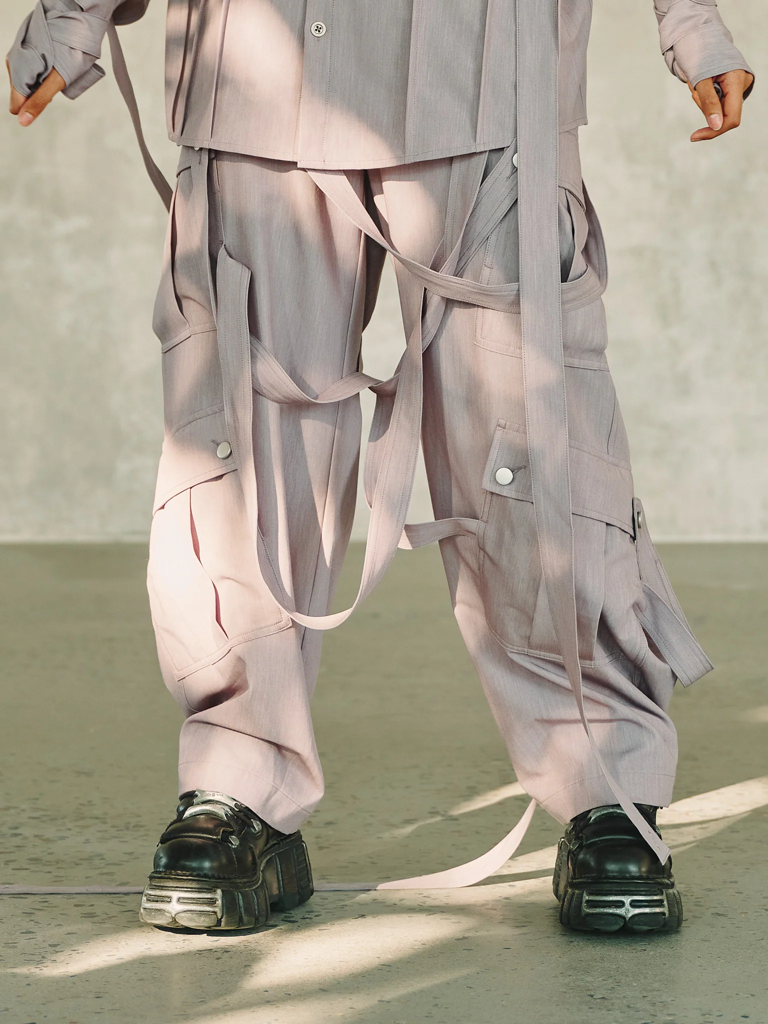 Cargo Strap Pants - Lavender Grey - Image 3