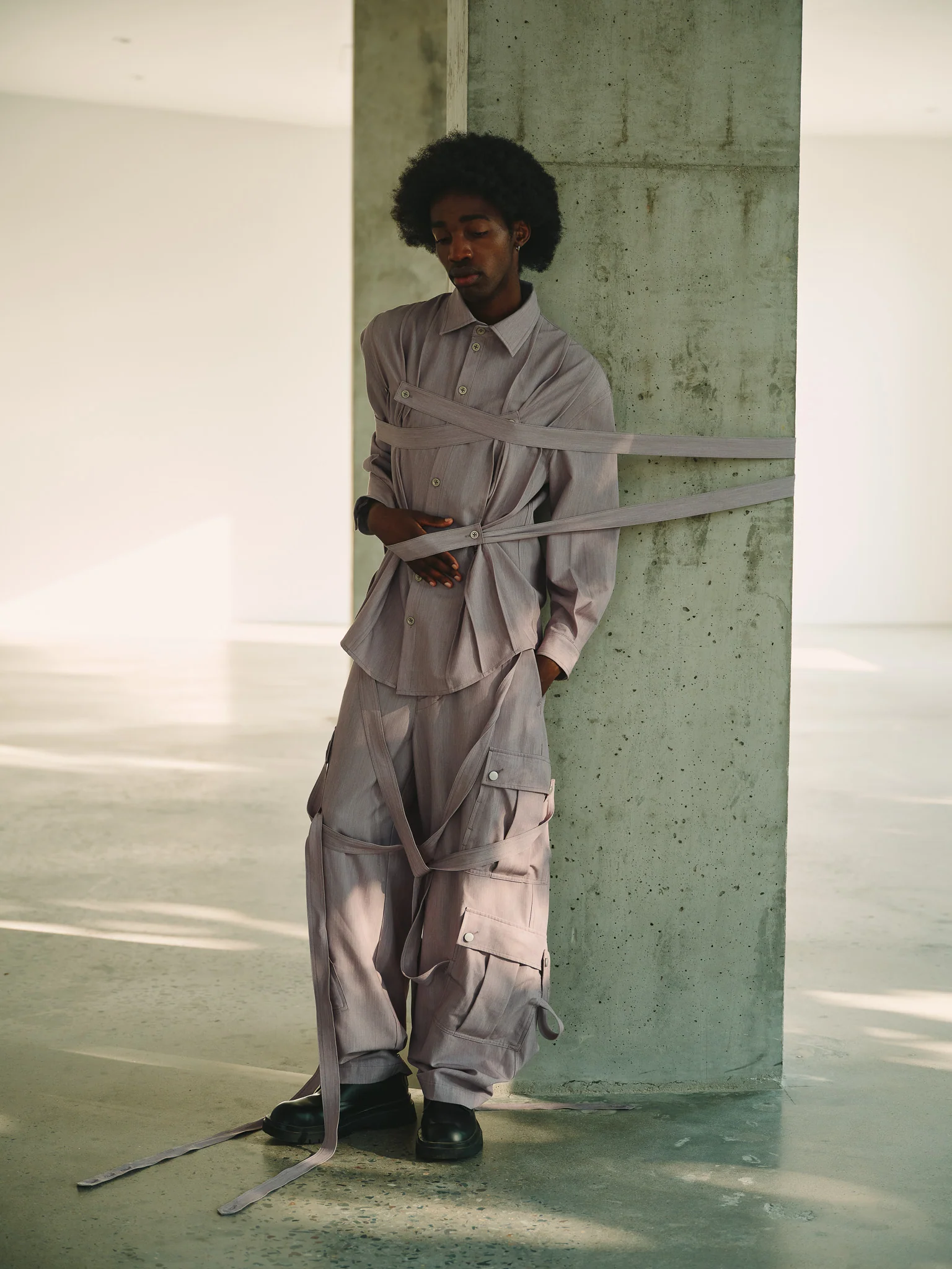 Cargo Strap Pants - Lavender Grey - Image 5