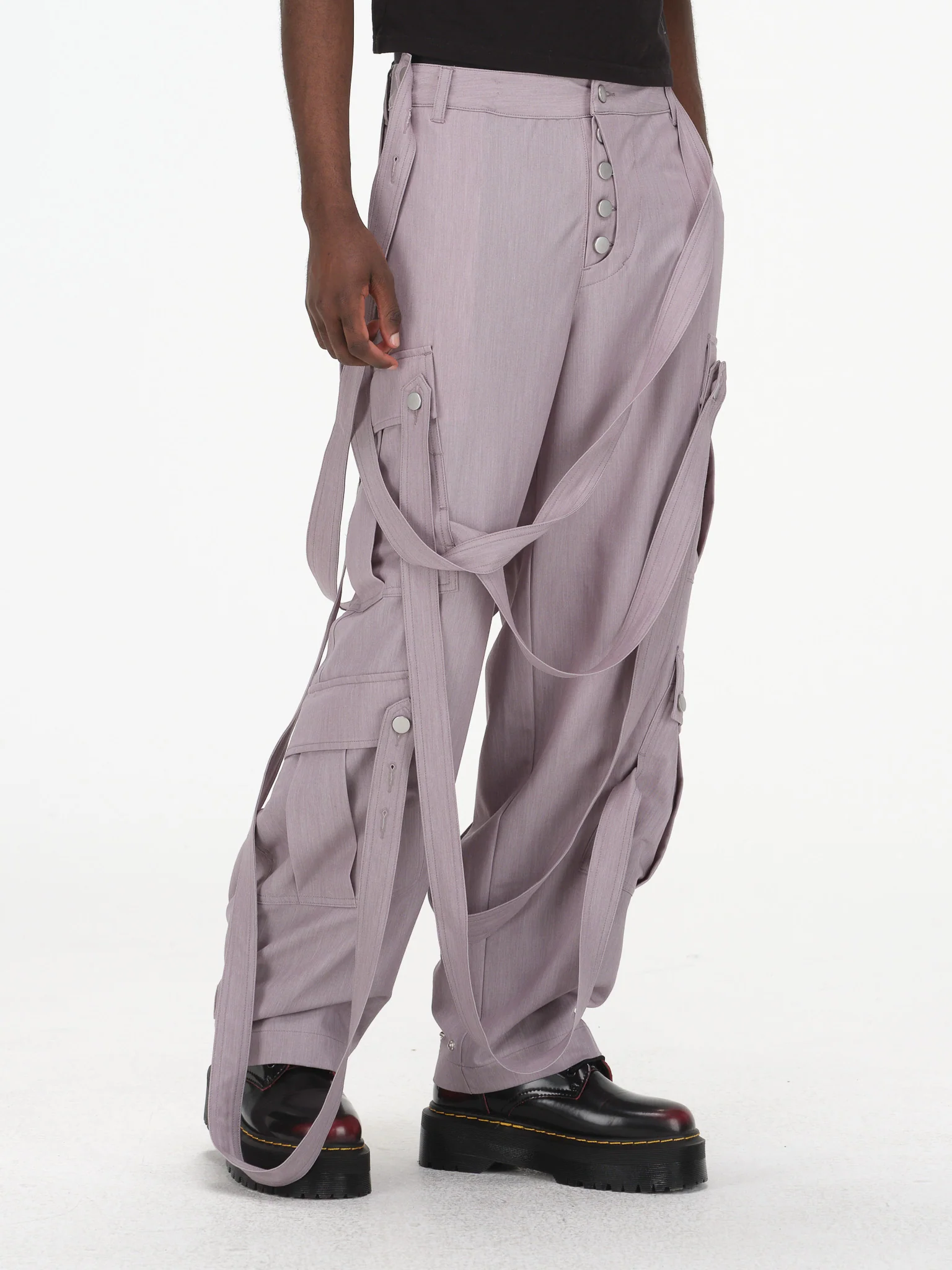 Cargo Strap Pants - Lavender Grey - Image 7
