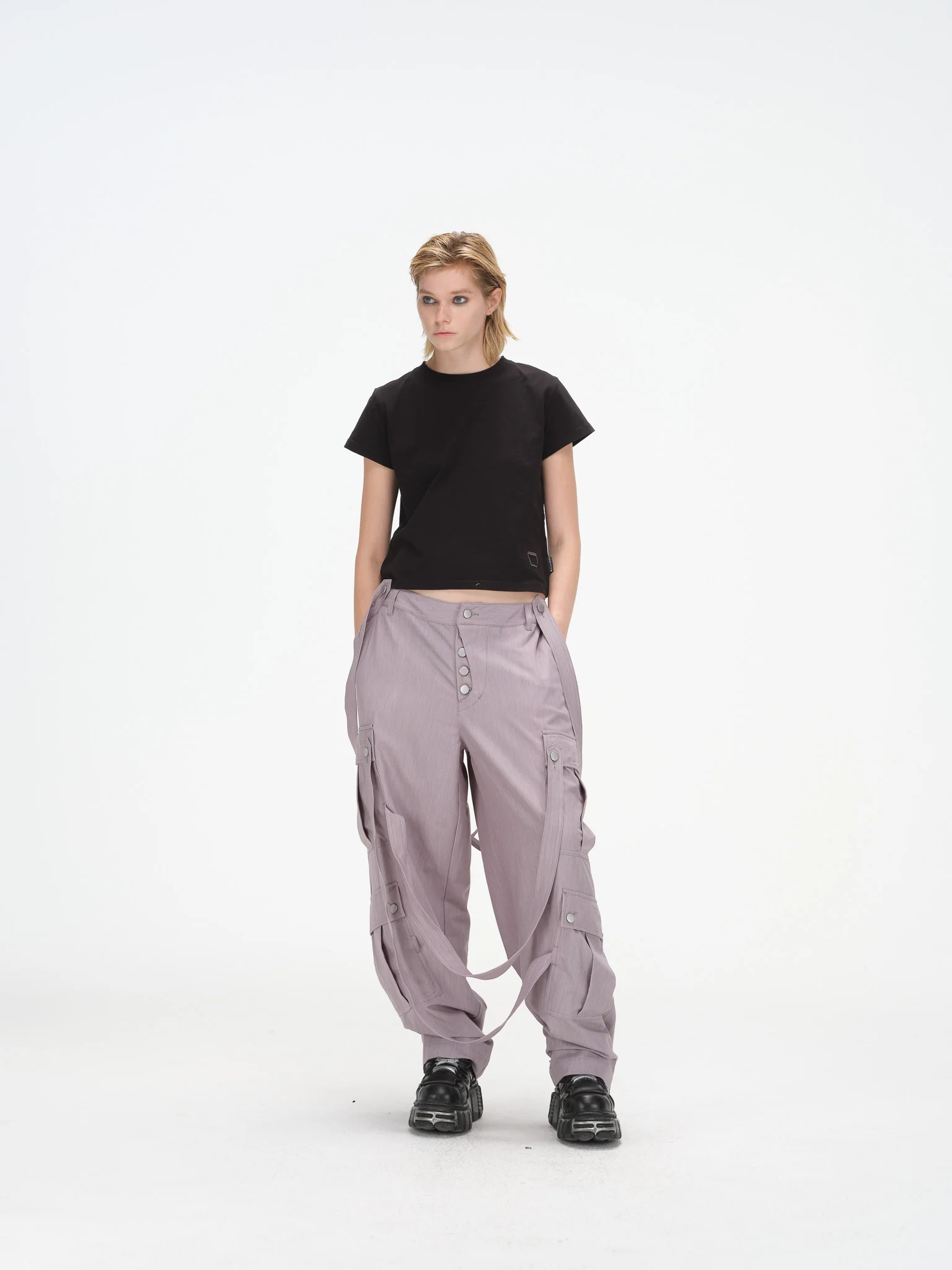 Cargo Strap Pants - Lavender Grey - Image 9
