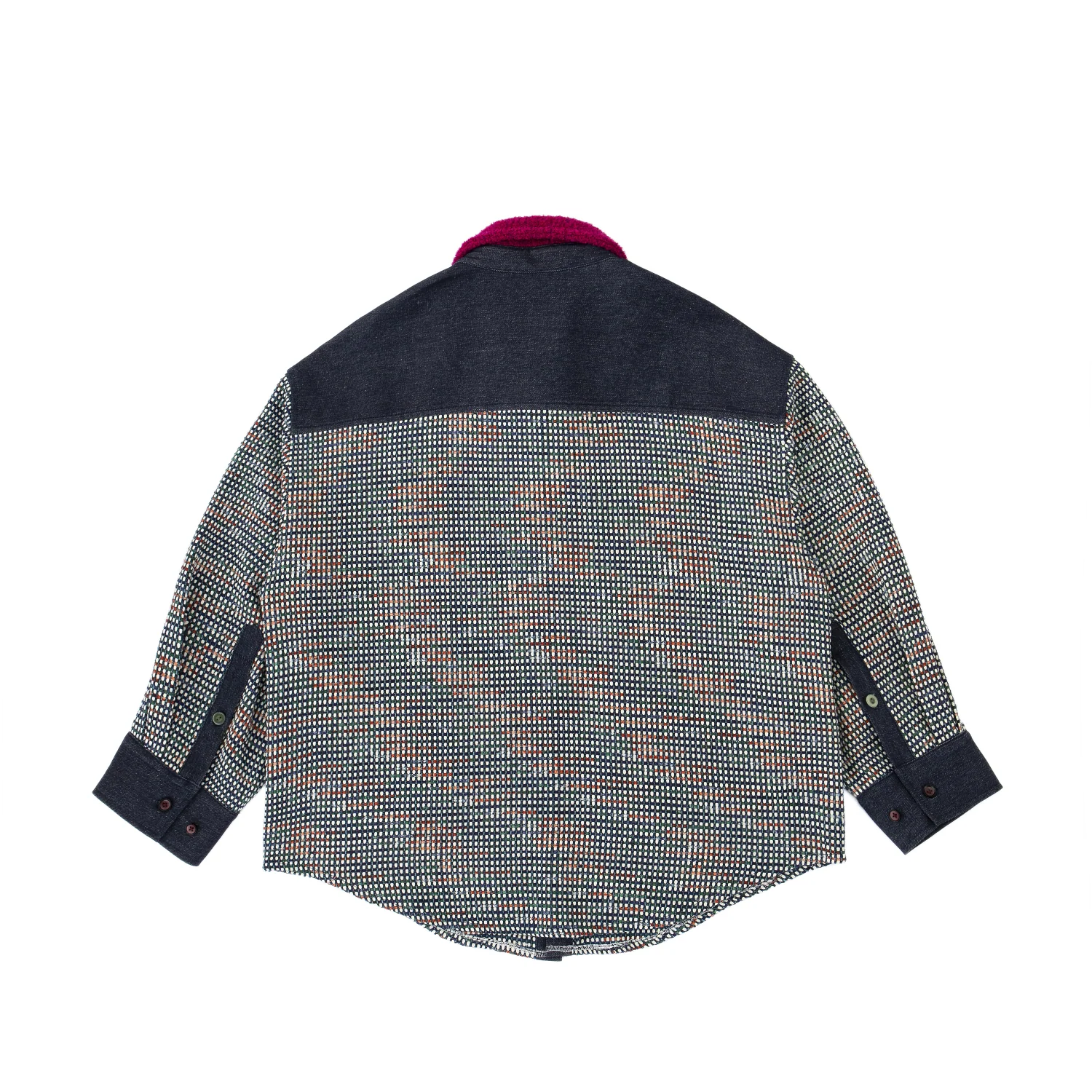 Color-Block Pocket Shirt – Magenta, Green & Mustard - Image 13