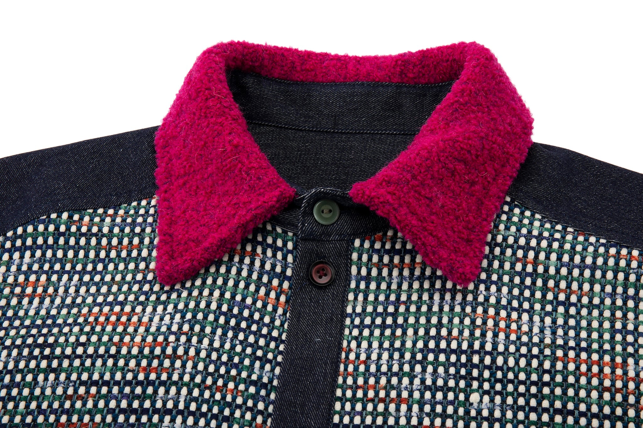 Color-Block Pocket Shirt – Magenta, Green & Mustard - Image 14