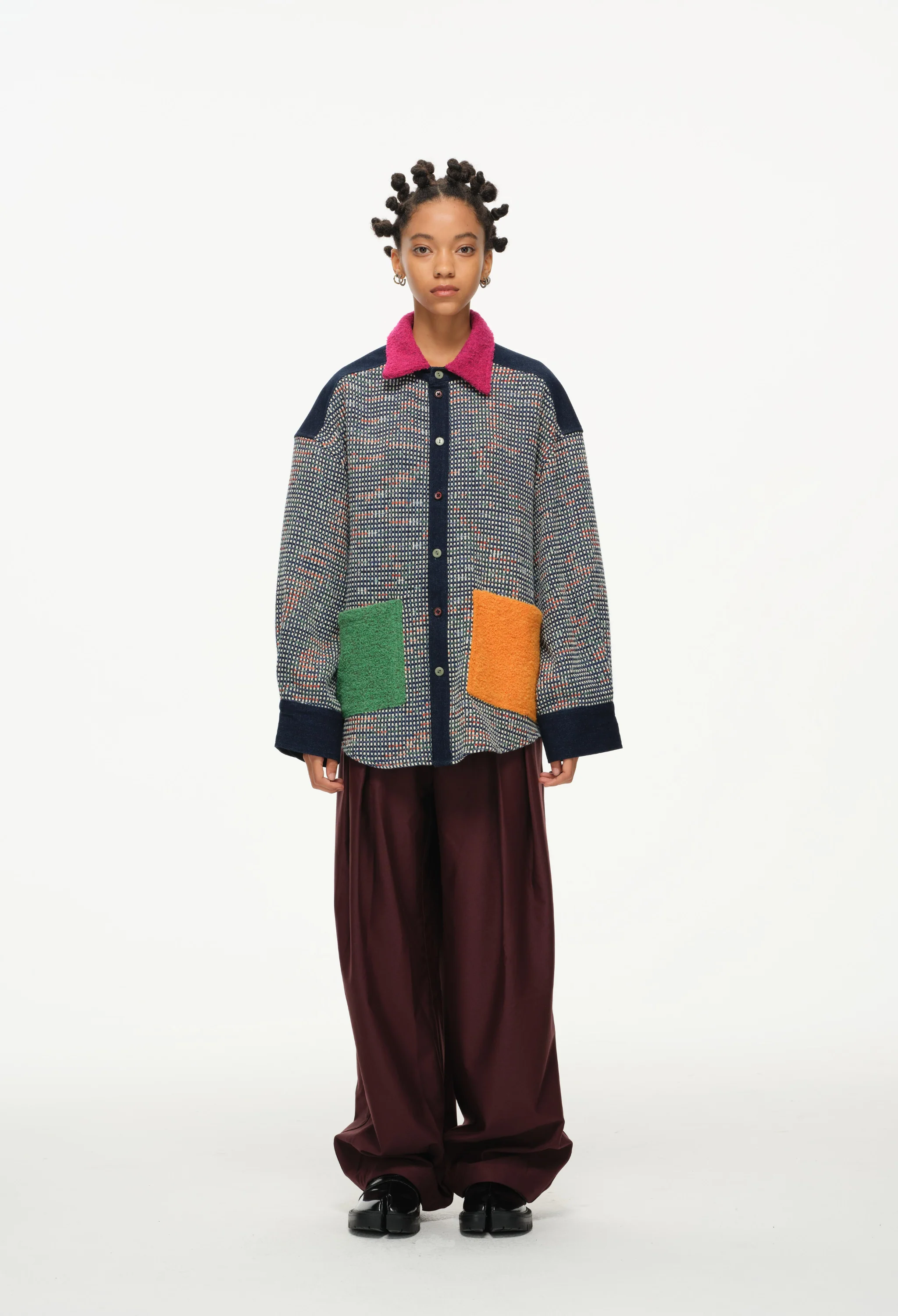 Color-Block Pocket Shirt – Magenta, Green & Mustard - Image 6
