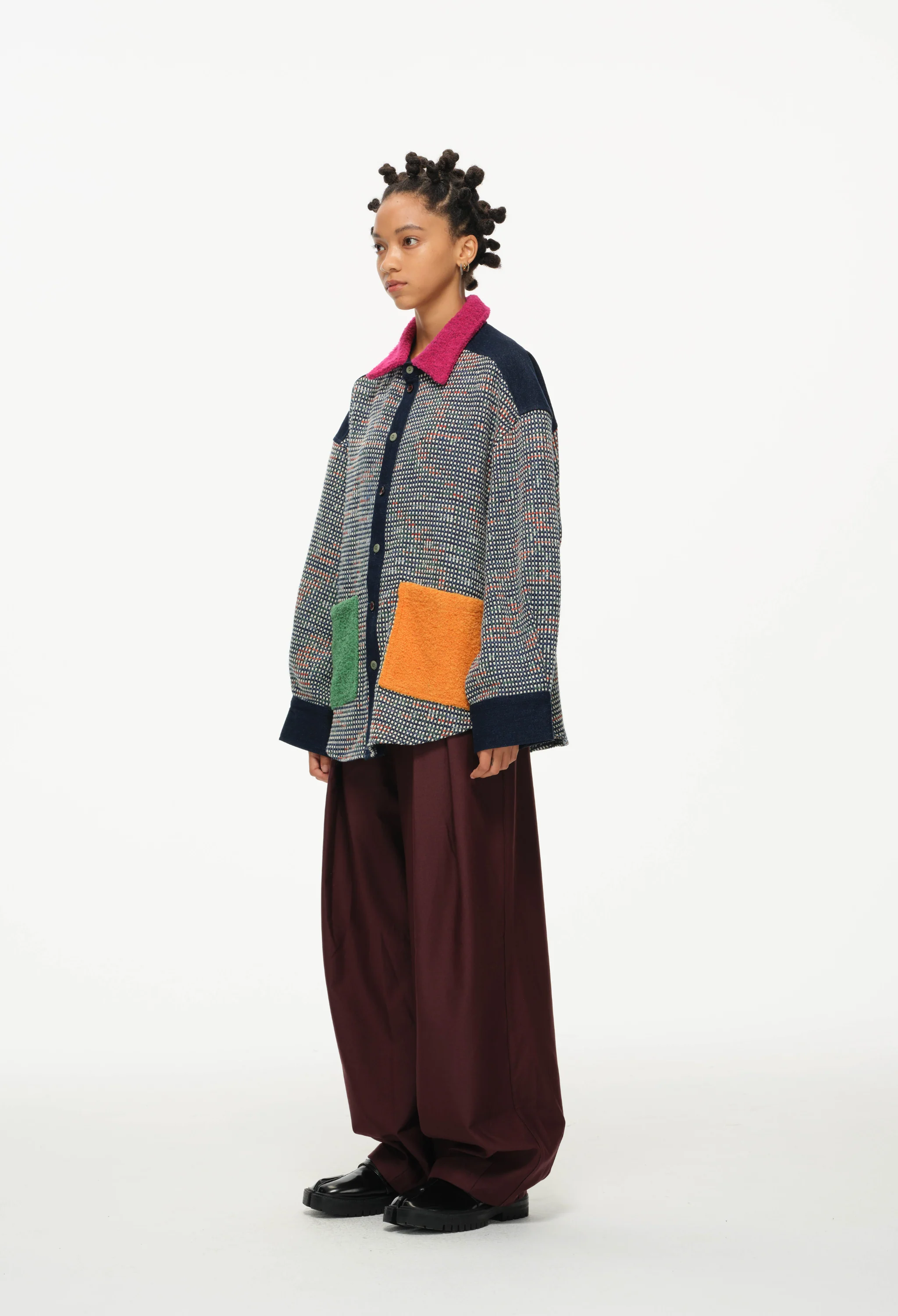 Color-Block Pocket Shirt – Magenta, Green & Mustard - Image 7