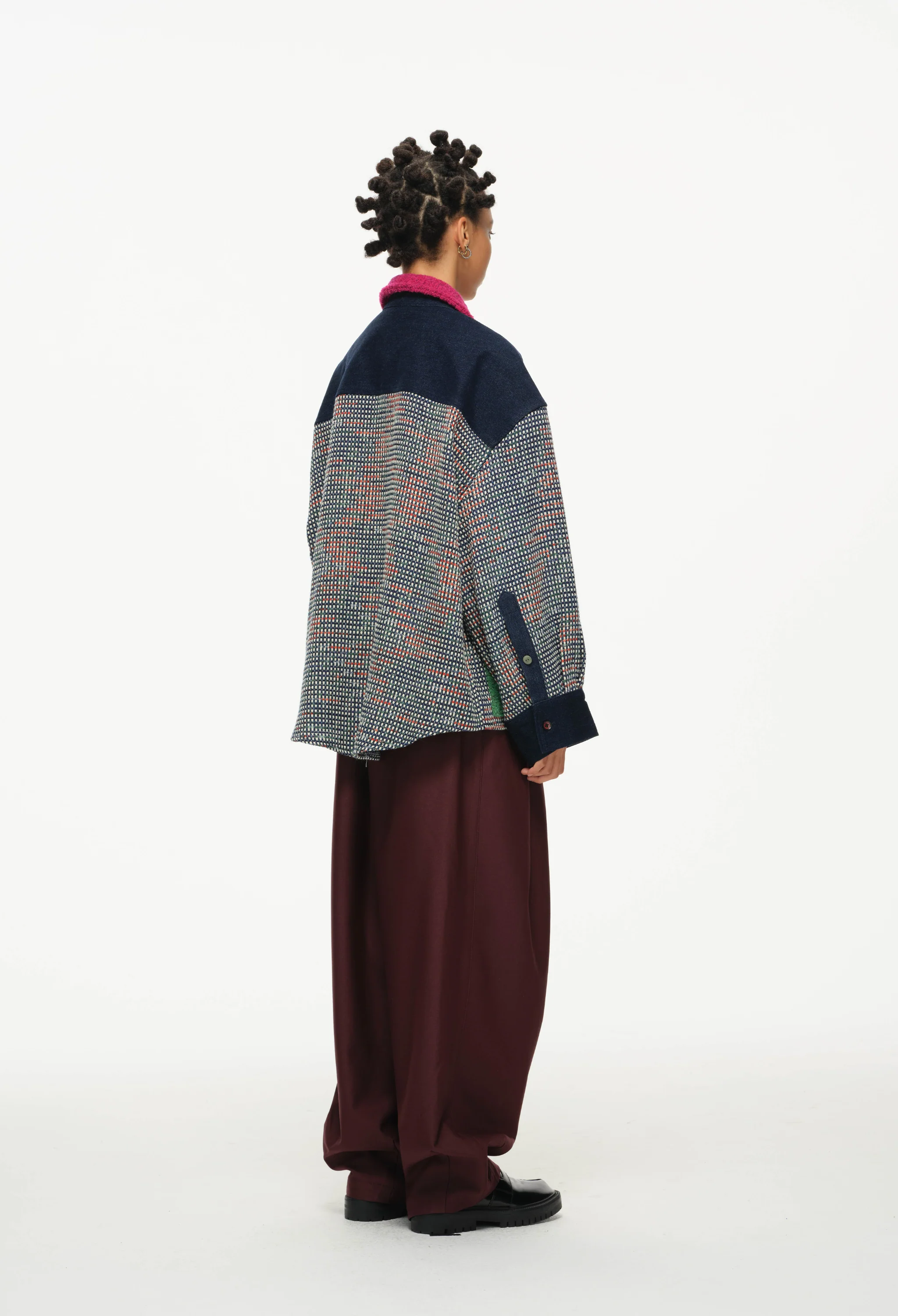Color-Block Pocket Shirt – Magenta, Green & Mustard - Image 8