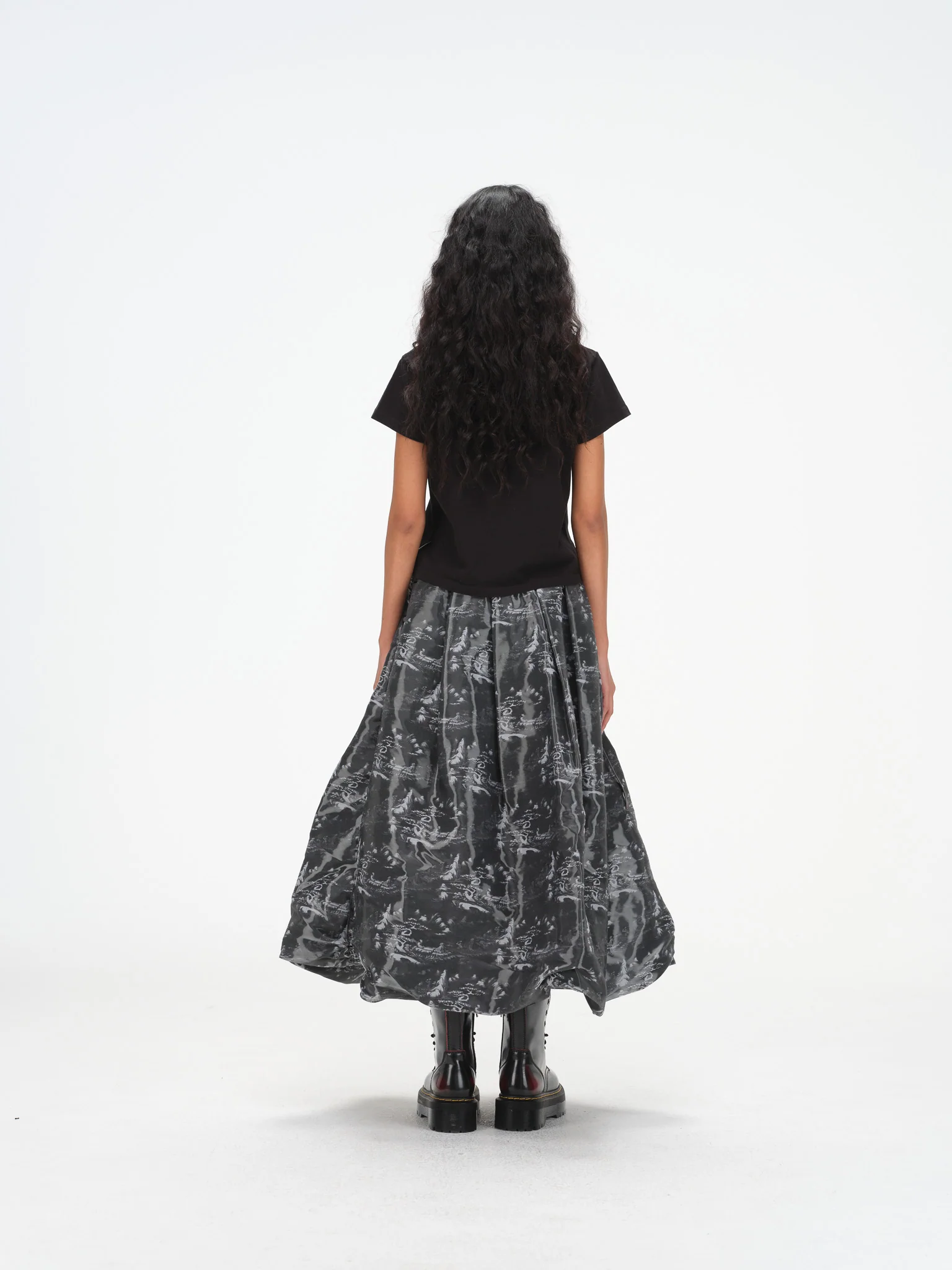 Constructed Bubble Skirt - Glossy Ink Wash - Image 10