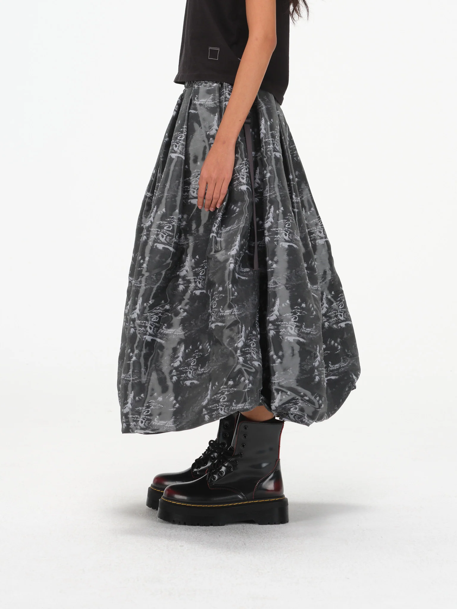 Constructed Bubble Skirt - Glossy Ink Wash - Image 11