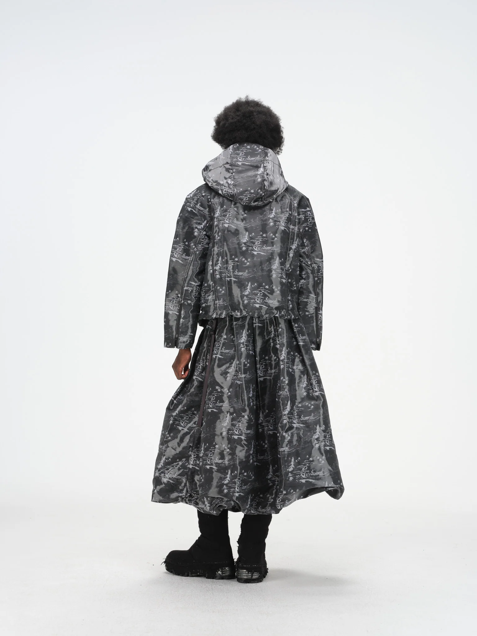Constructed Bubble Skirt - Glossy Ink Wash - Image 12