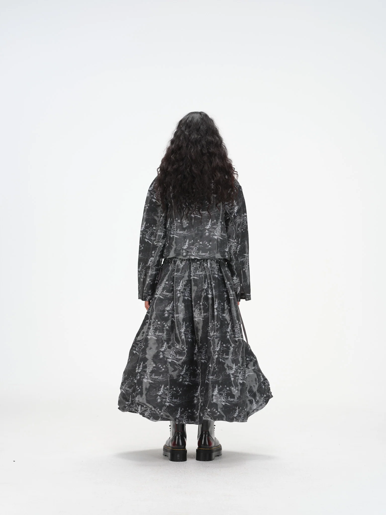 Constructed Bubble Skirt - Glossy Ink Wash - Image 13