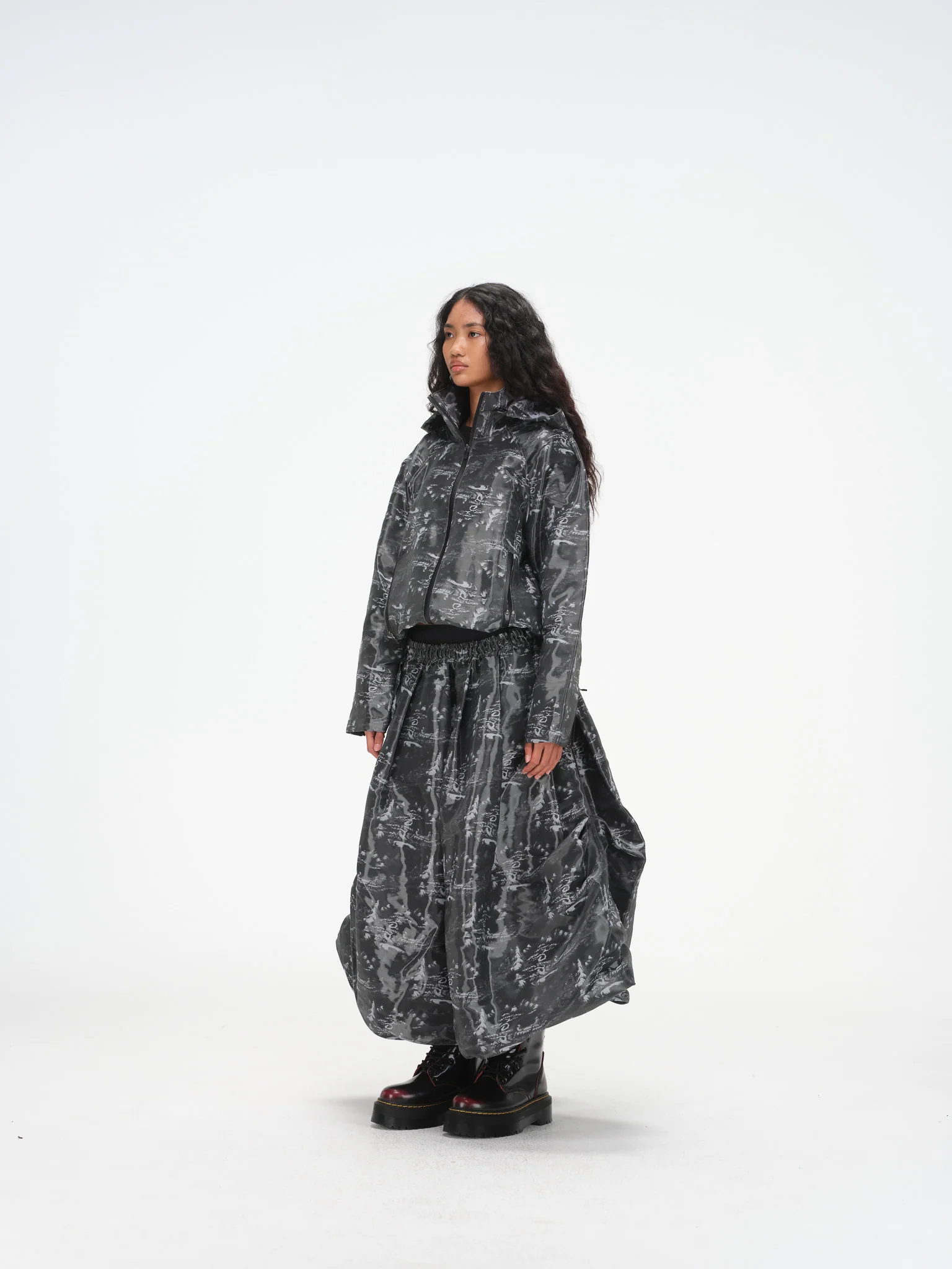 Constructed Bubble Skirt - Glossy Ink Wash - Image 4