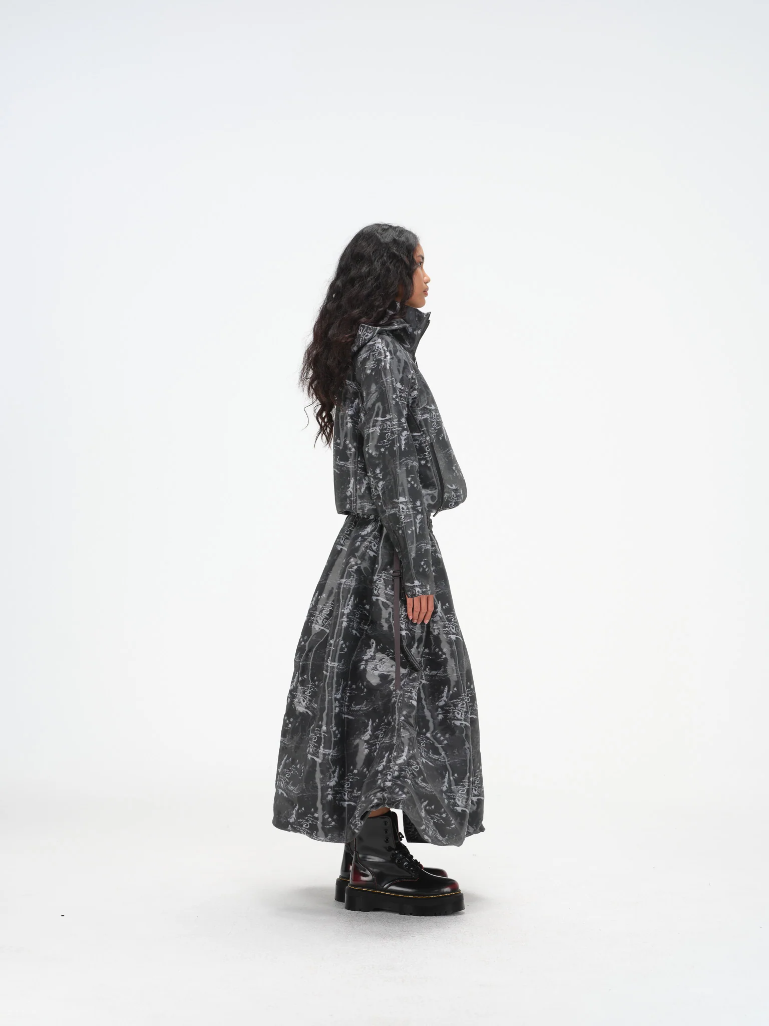 Constructed Bubble Skirt - Glossy Ink Wash - Image 6