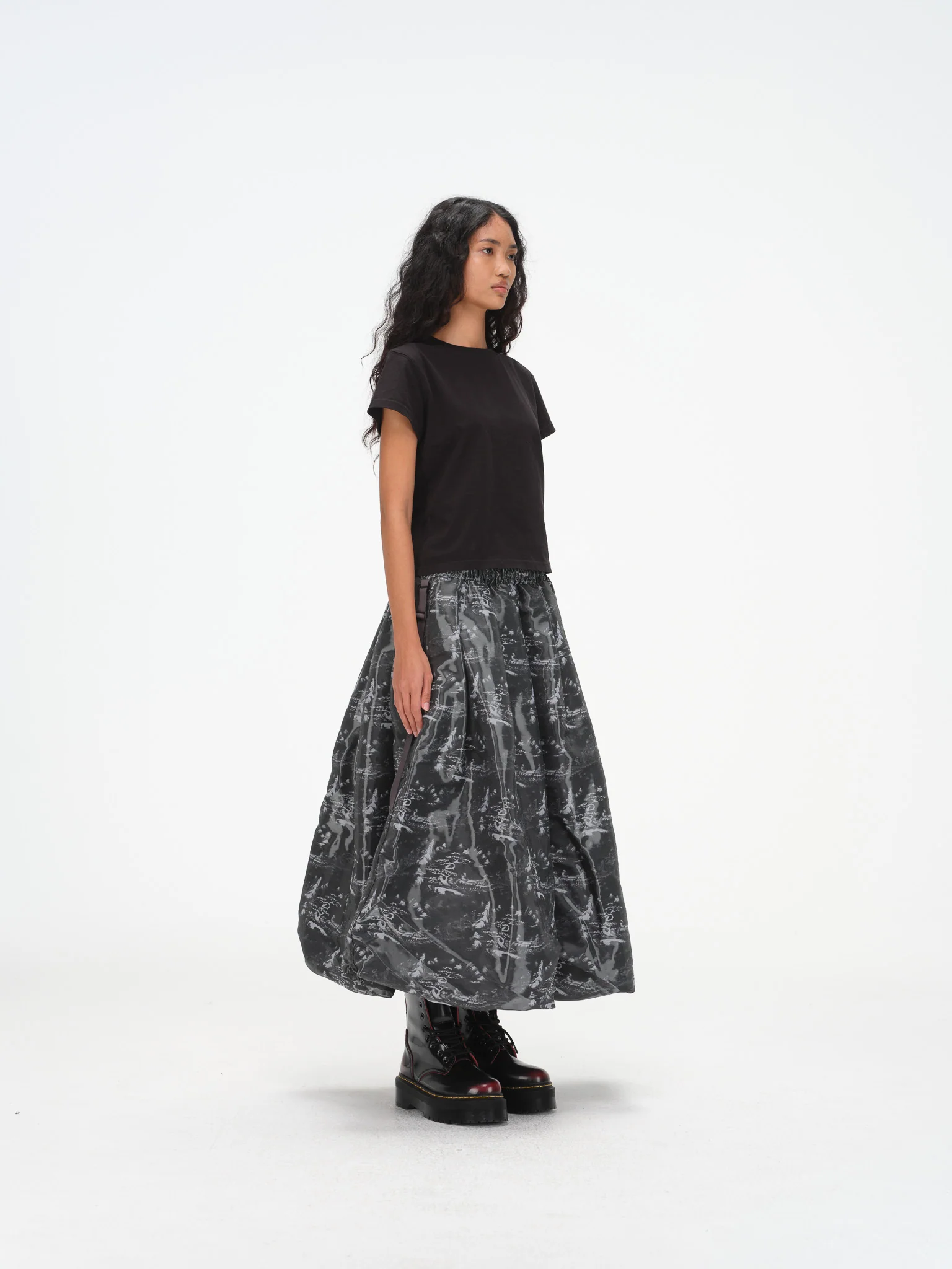 Constructed Bubble Skirt - Glossy Ink Wash - Image 7