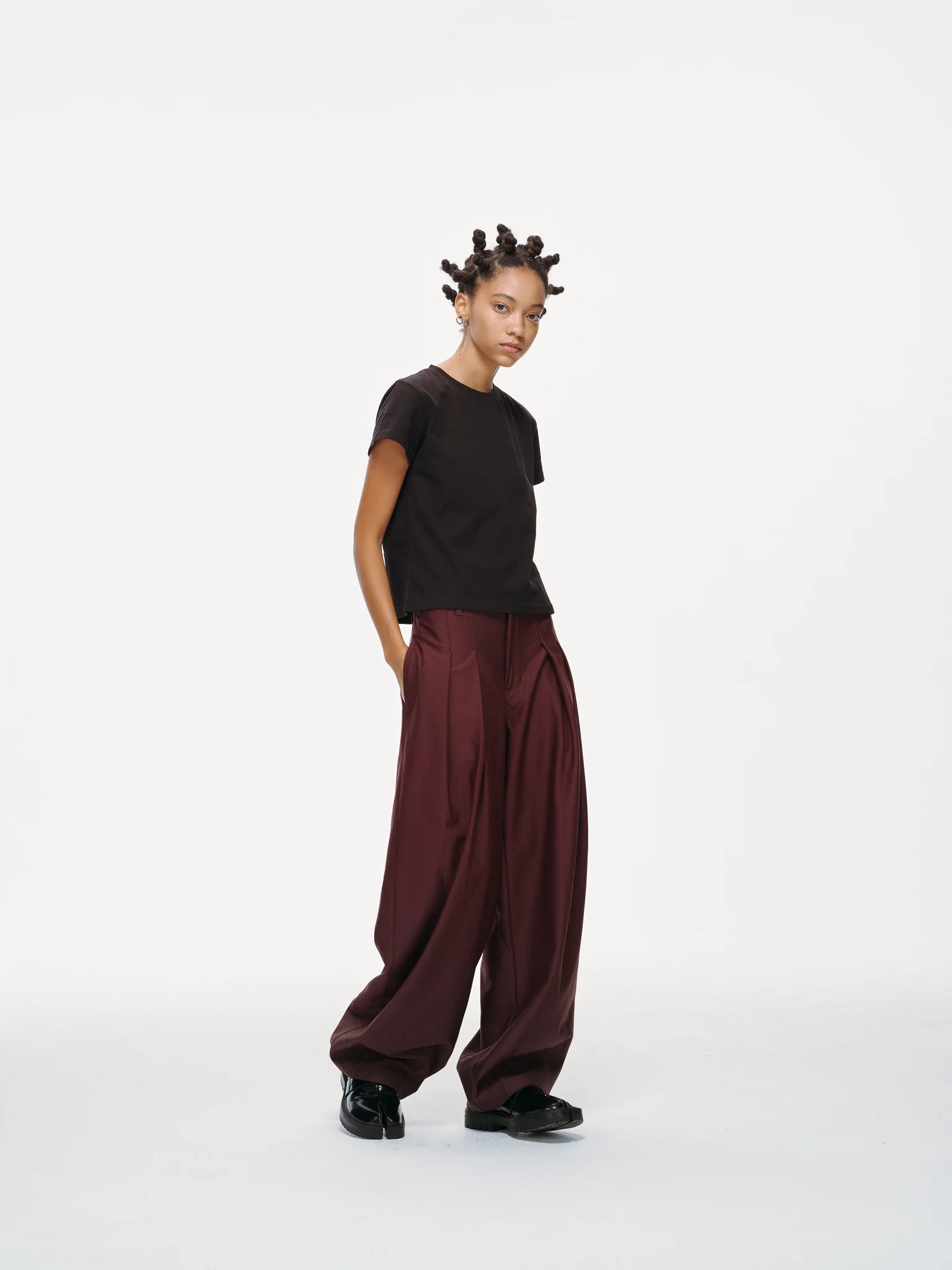 Contour Pleated Trousers – Oxblood, Relaxed Fit - Image 13