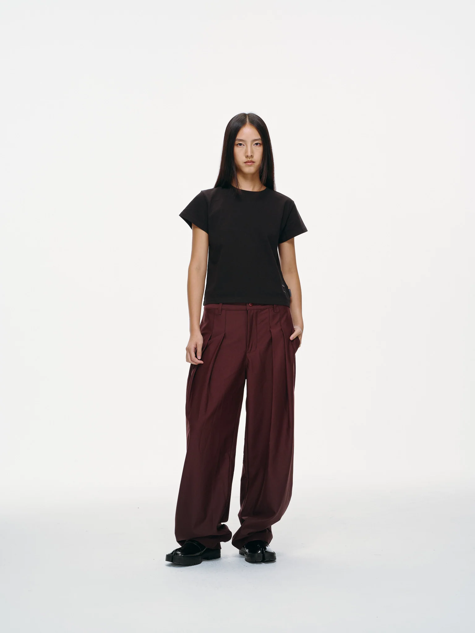 Contour Pleated Trousers – Oxblood, Relaxed Fit - Image 4