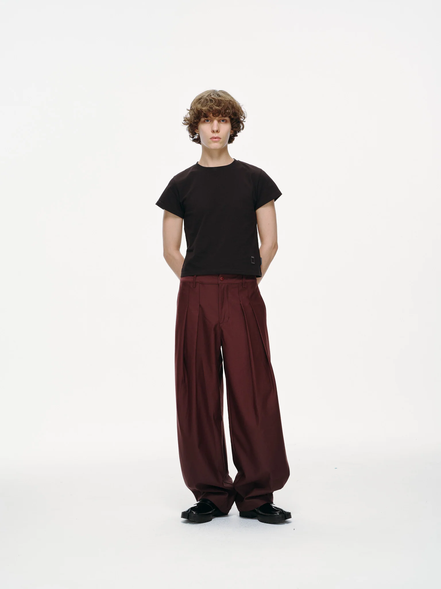 Contour Pleated Trousers – Oxblood, Relaxed Fit - Image 5