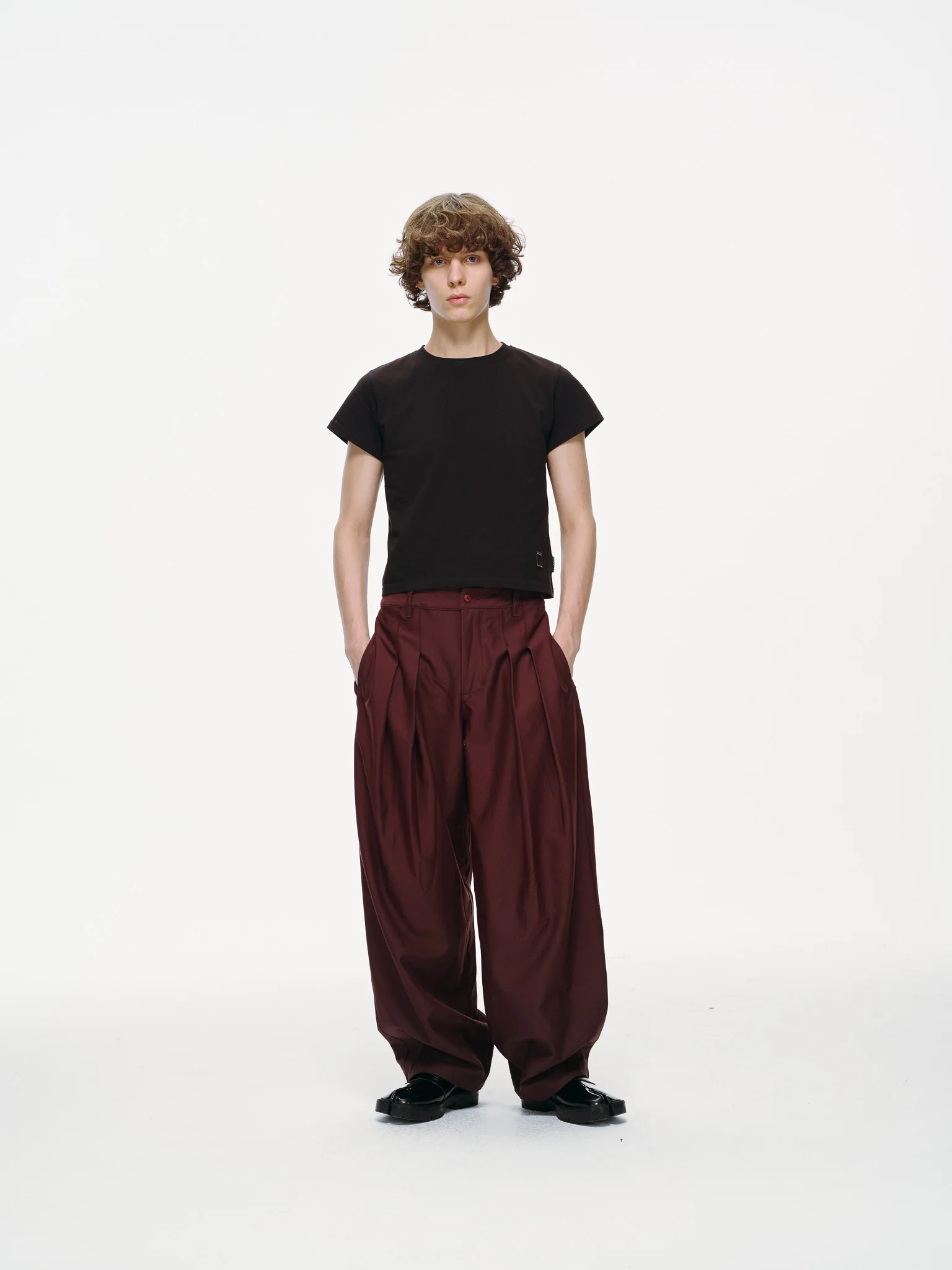 Contour Pleated Trousers – Oxblood, Relaxed Fit - Image 7