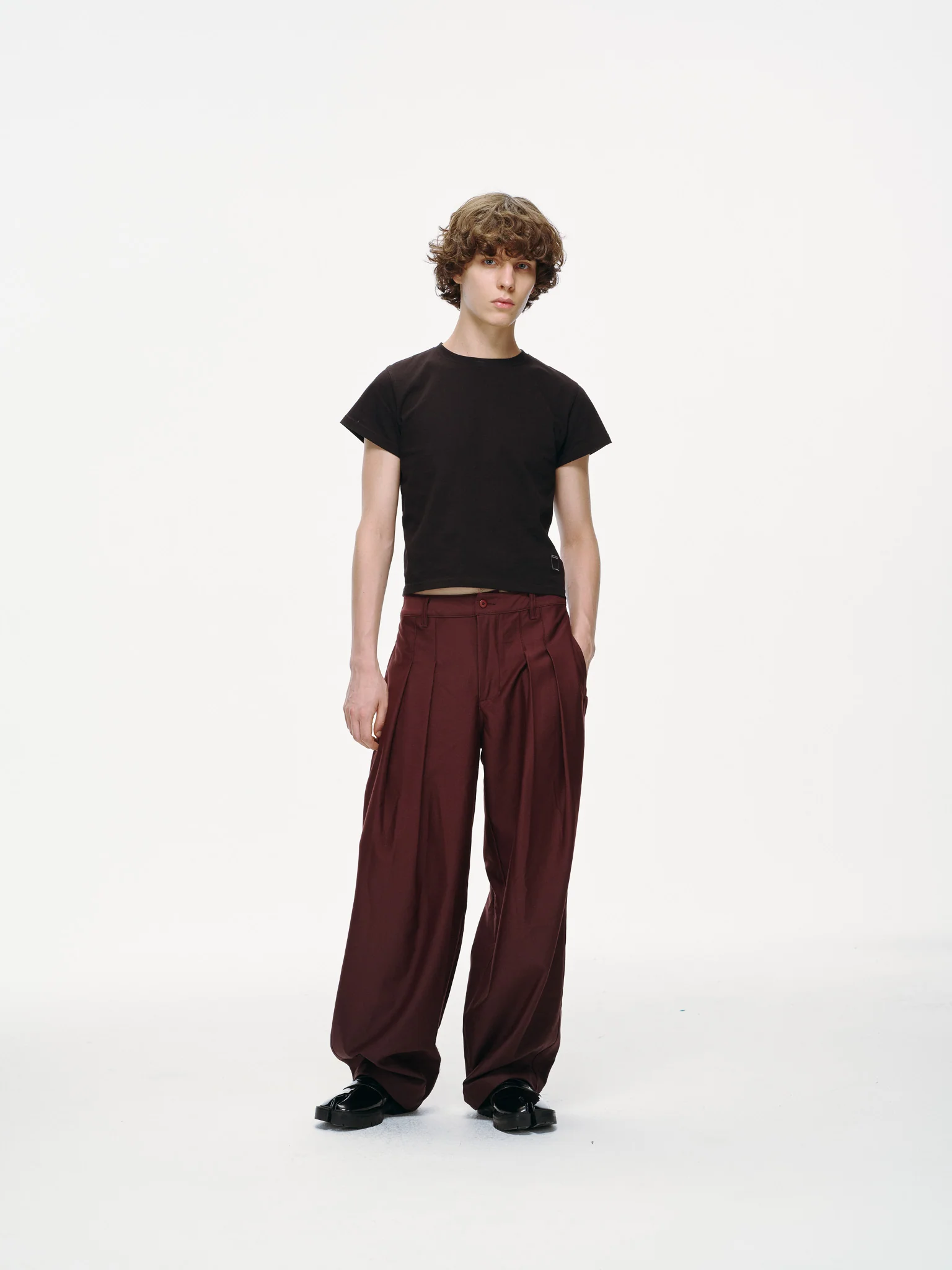 Contour Pleated Trousers – Oxblood, Relaxed Fit - Image 8