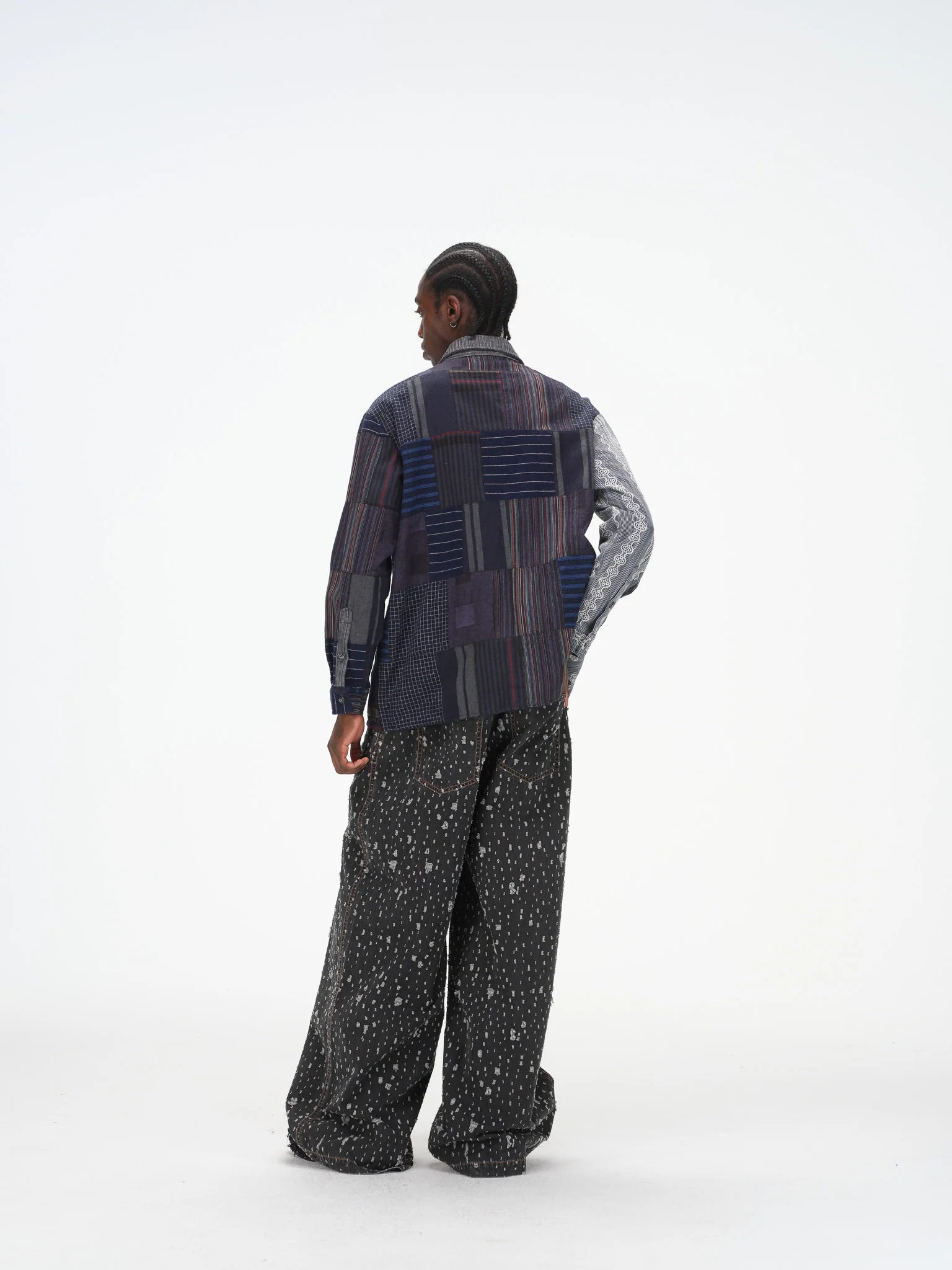 Contrast Panel Patchwork Shirt - Lace, Mixed Pattern - Image 11